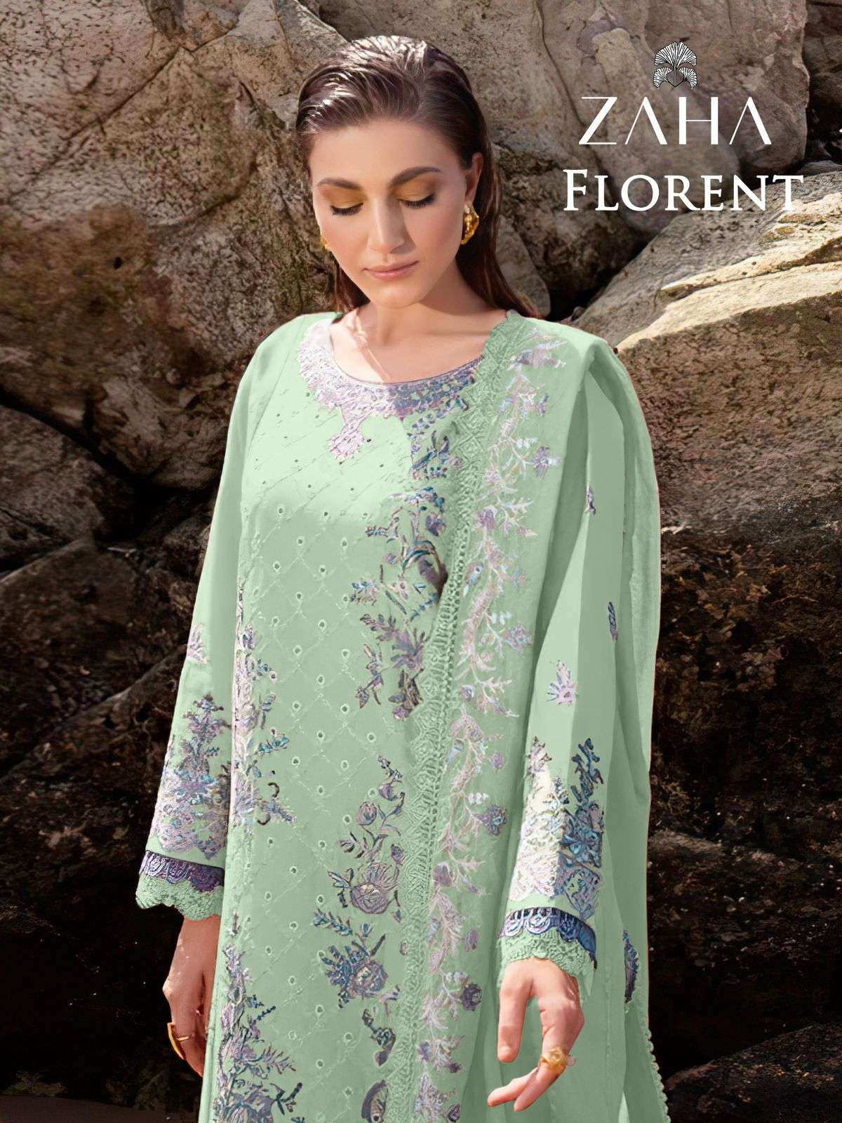 ZAHA FLORENT COTTON FANCY EMBROIDERY SUIT