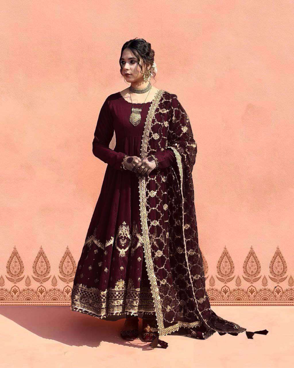 ZSR 3063 BROWN GOWN DUPATTA