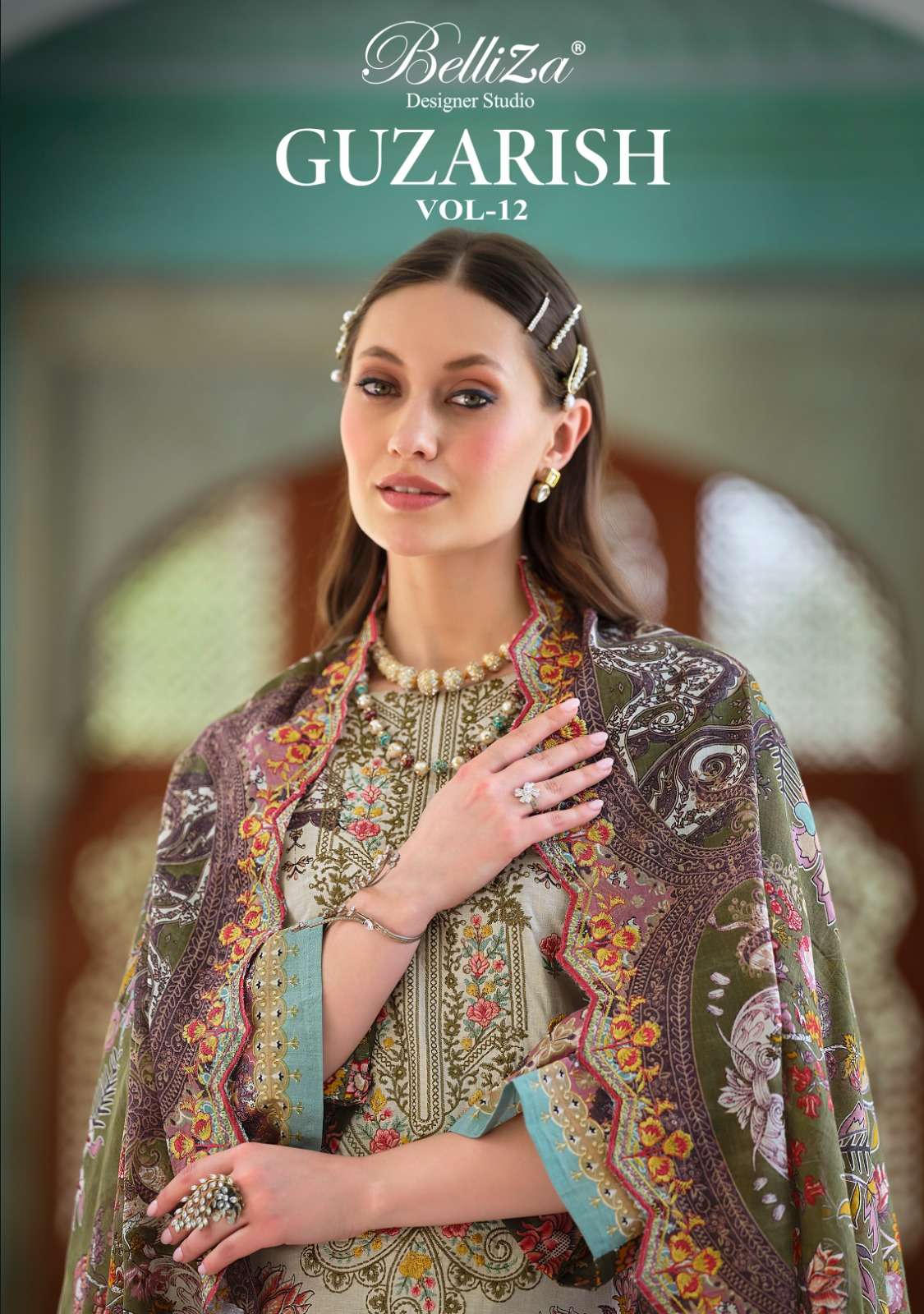 BELLIZA DESIGNER STUDIO GUZARISH VOL 12 COTTON FANCY WORK SUIT