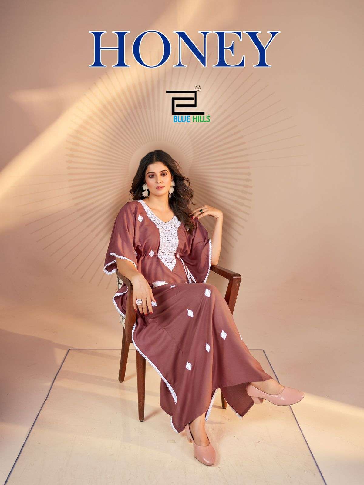 BLUE HILLS HONEY RAYON FANCY WEAR LADIES KAFTAN