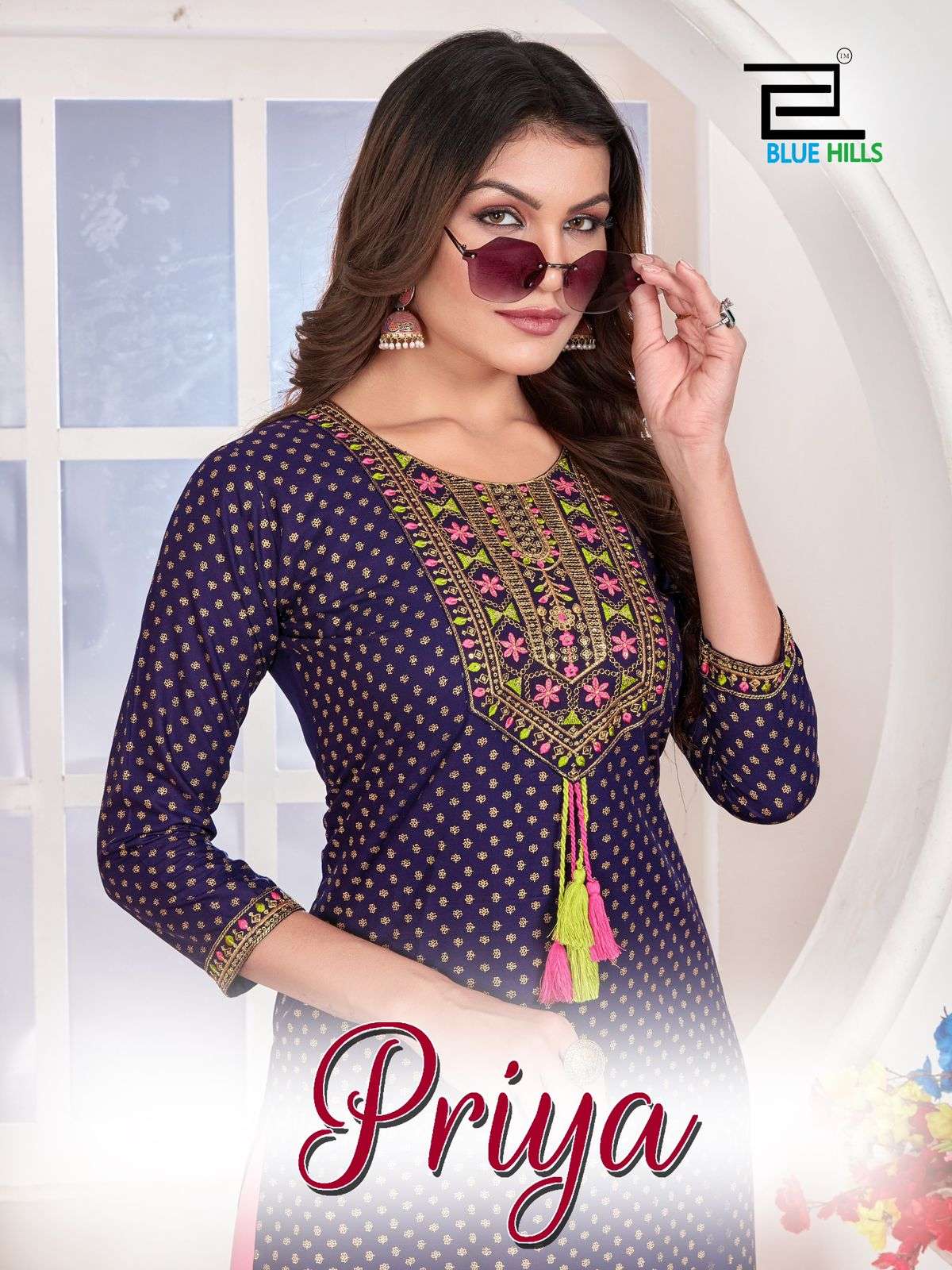 BLUE HILLS PRIYA RAYON STRAIGHT CUT PATTERN KURTI