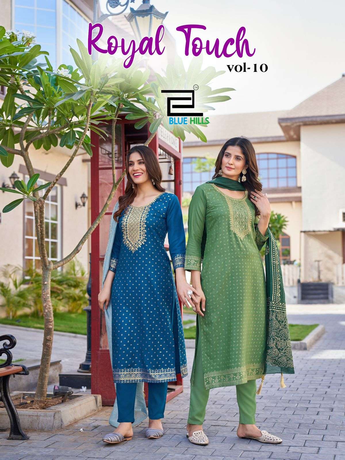 BLUE HILLS ROYAL TOUCH VOL 10 RAYON FOIL PRINT FANCY KURTI COMBO SET 