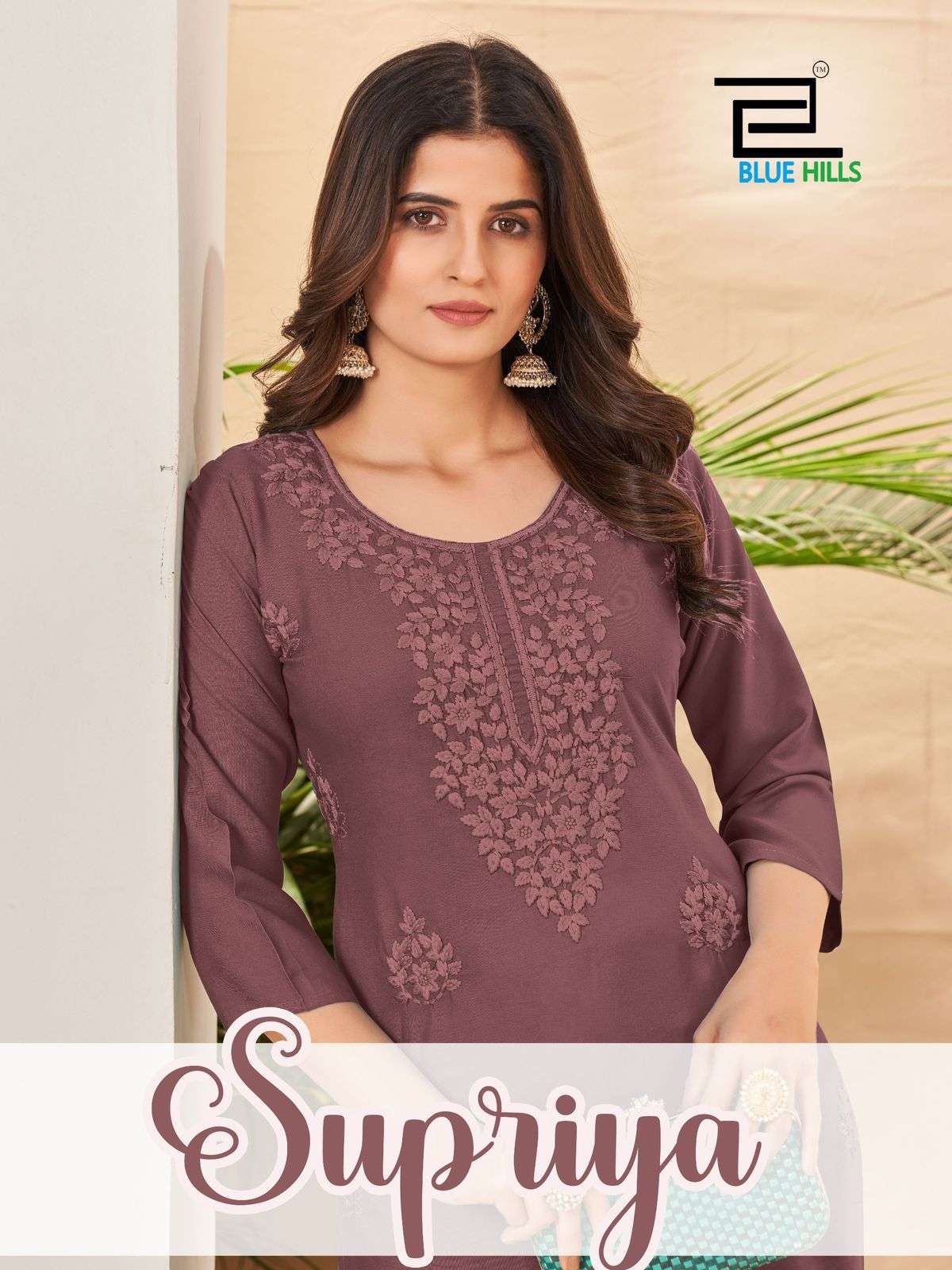 BLUE HILLS SUPRIYA RAYON CHIKANKARI WORK FANCY KURTI