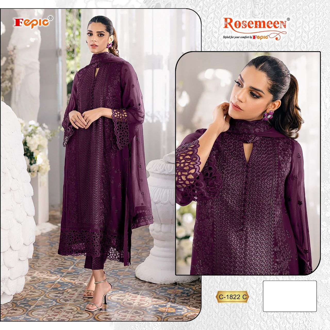 FEPIC ROSEMEEN C 1822 GEORGETTE EMBROIDERED PAKISTANI SUIT