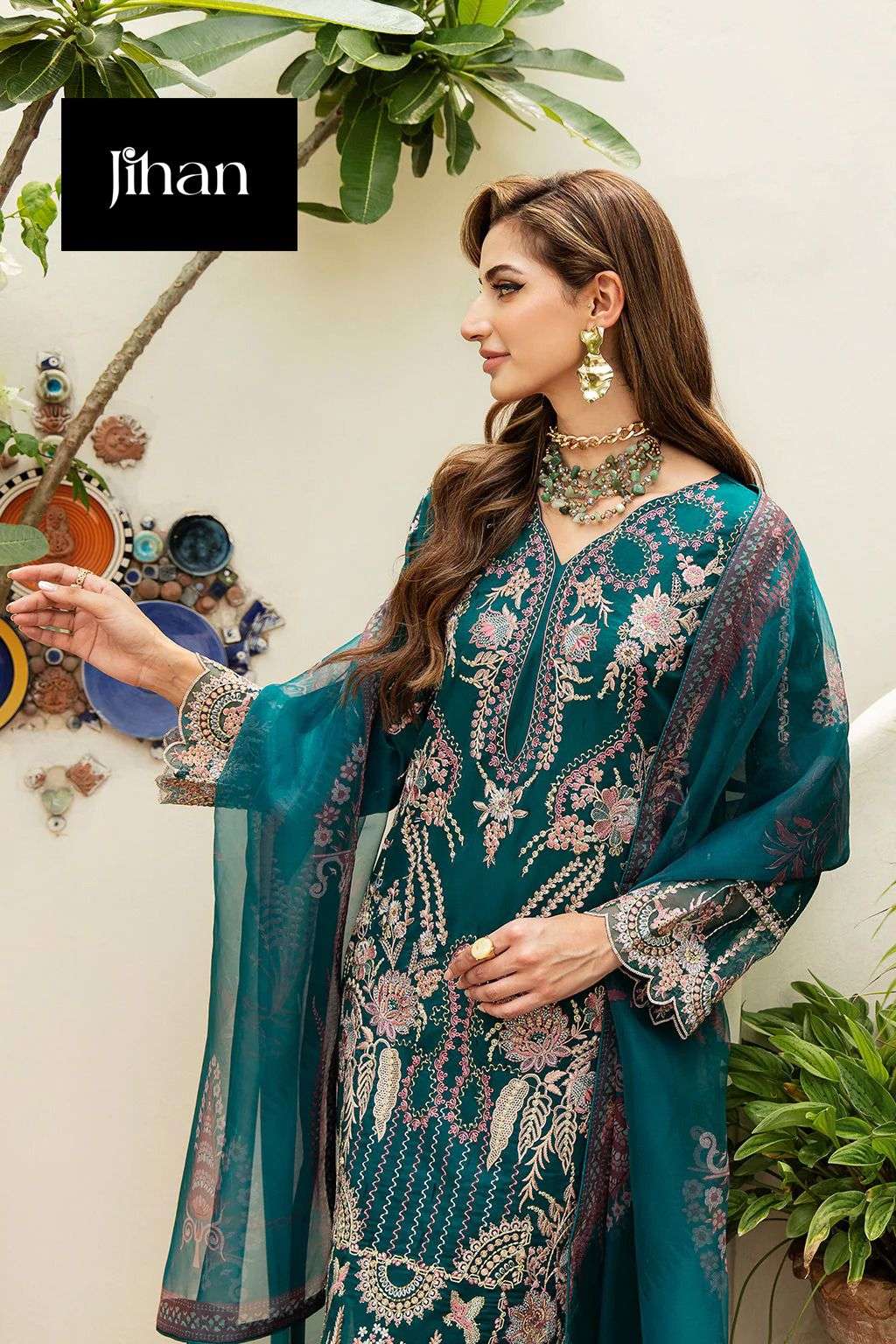 JIHAN RIWAYAT LUXURY LAWN COLLECTION RAYON SELF EMBROIDERED SUIT
