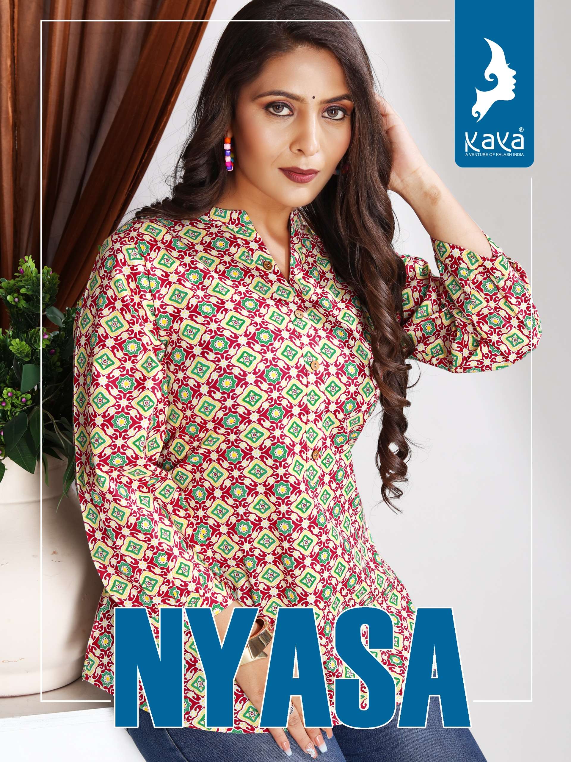 KAYA NYASA COTTON PRINT FANCY WESTERN WEAR TOP