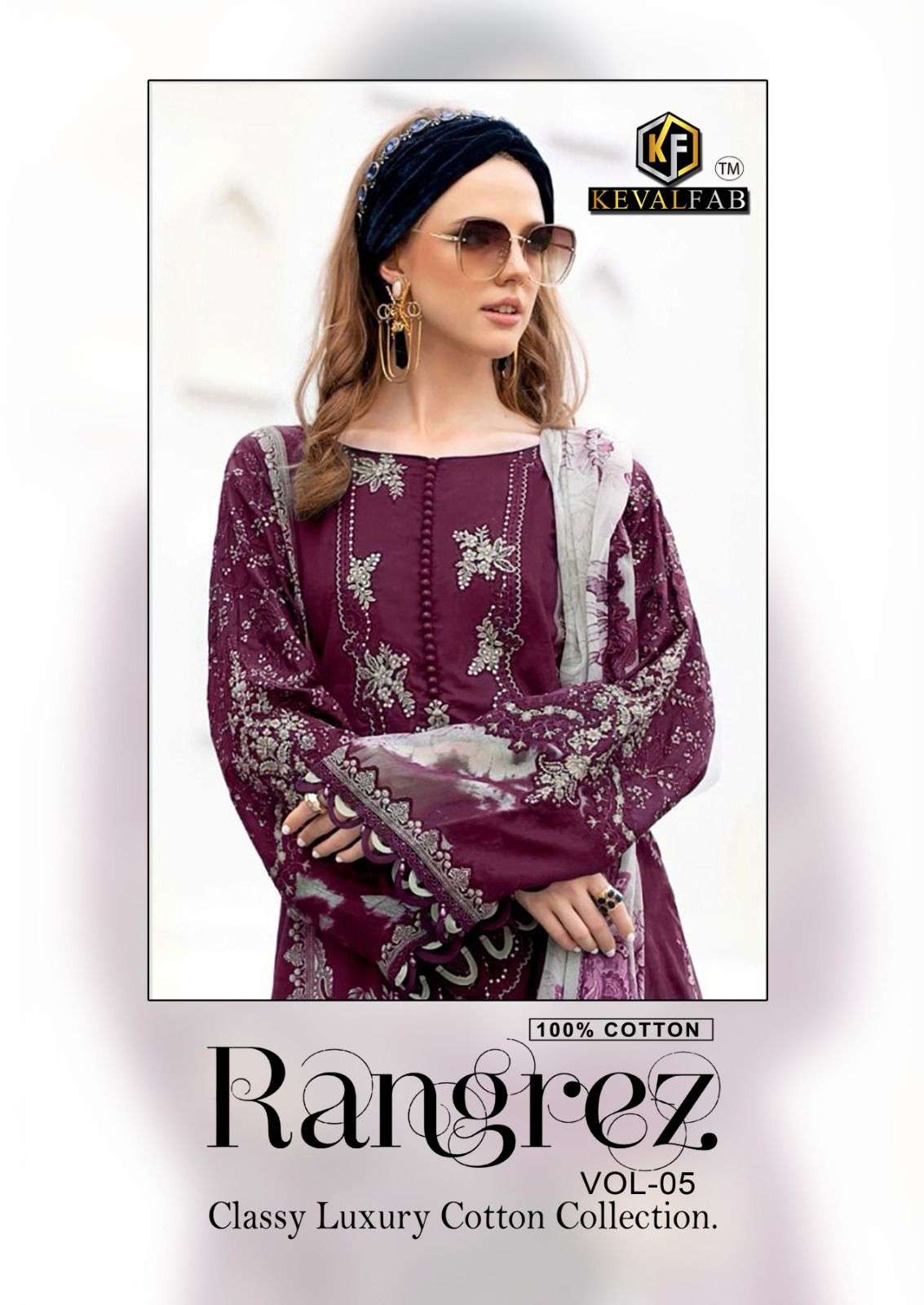 KEVAL FAB RANGREZ VOL 5 COTTON DIGITAL KARACHI PRINT SUIT