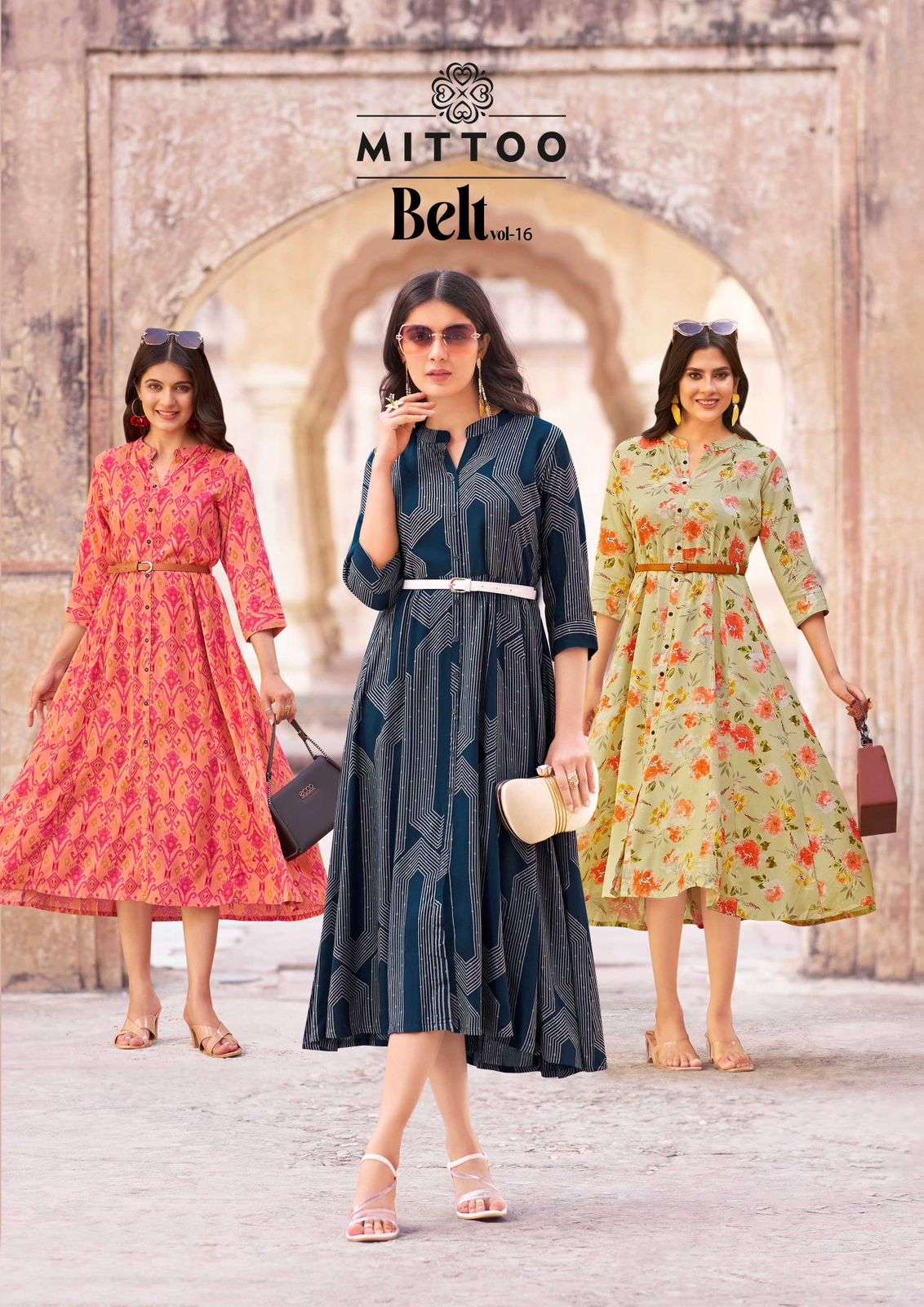 MITTOO BELT VOL 16 RAYON PRINTS FANCY MIDI GOWN