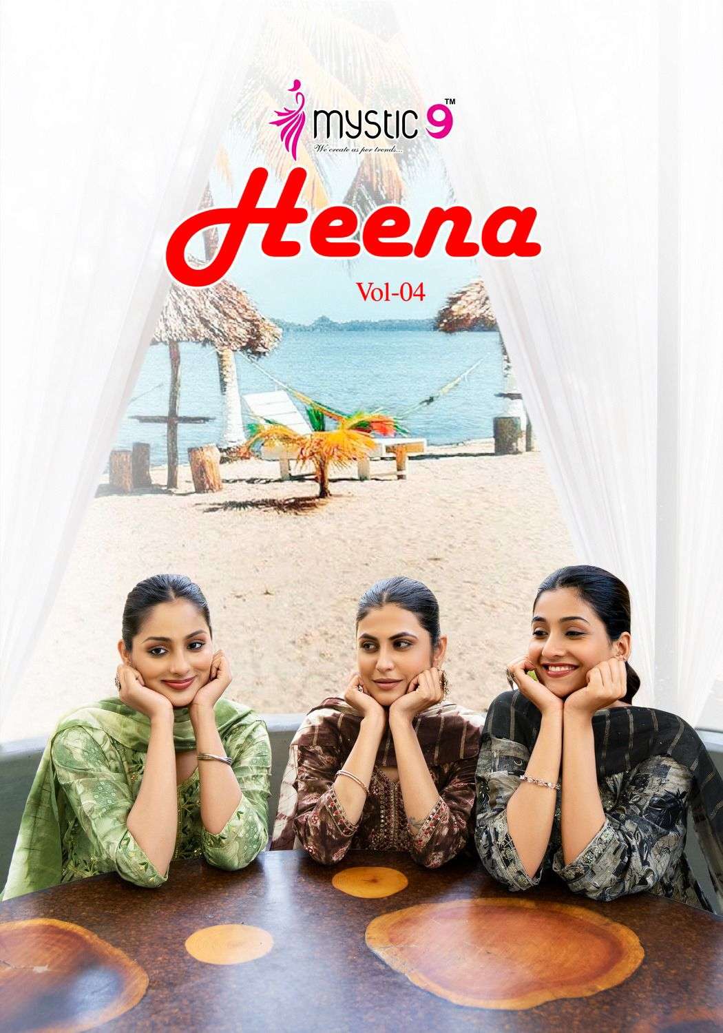 MYSTIC 9 HEENA VOL 4 RAYON FANCY ALIA CUT PATTERN KURTI COMBO SET 