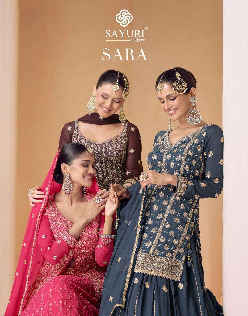 SAYURI DESIGNER SARA GEORGETTE HEAVY DESIGNER WEDDING WEAR DRESS