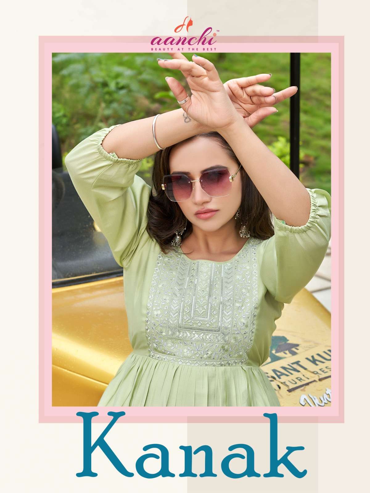 AANCHI KURTIS KANAK SILK FANCY WEAR MIDI GOWN