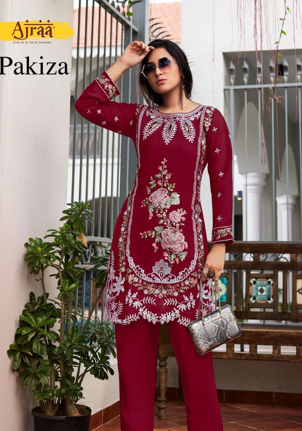 AJRAA PAKIZA EMBROIDERY DESIGNER KURTI WITH BOTTOM SET