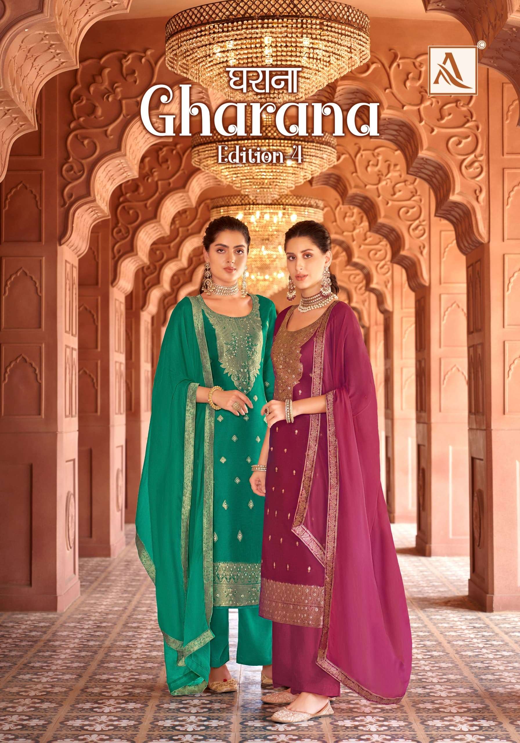 ALOK SUITS GHARANA VOL 4 DOLA JACQUARD HAND WORK DESIGNER SUIT