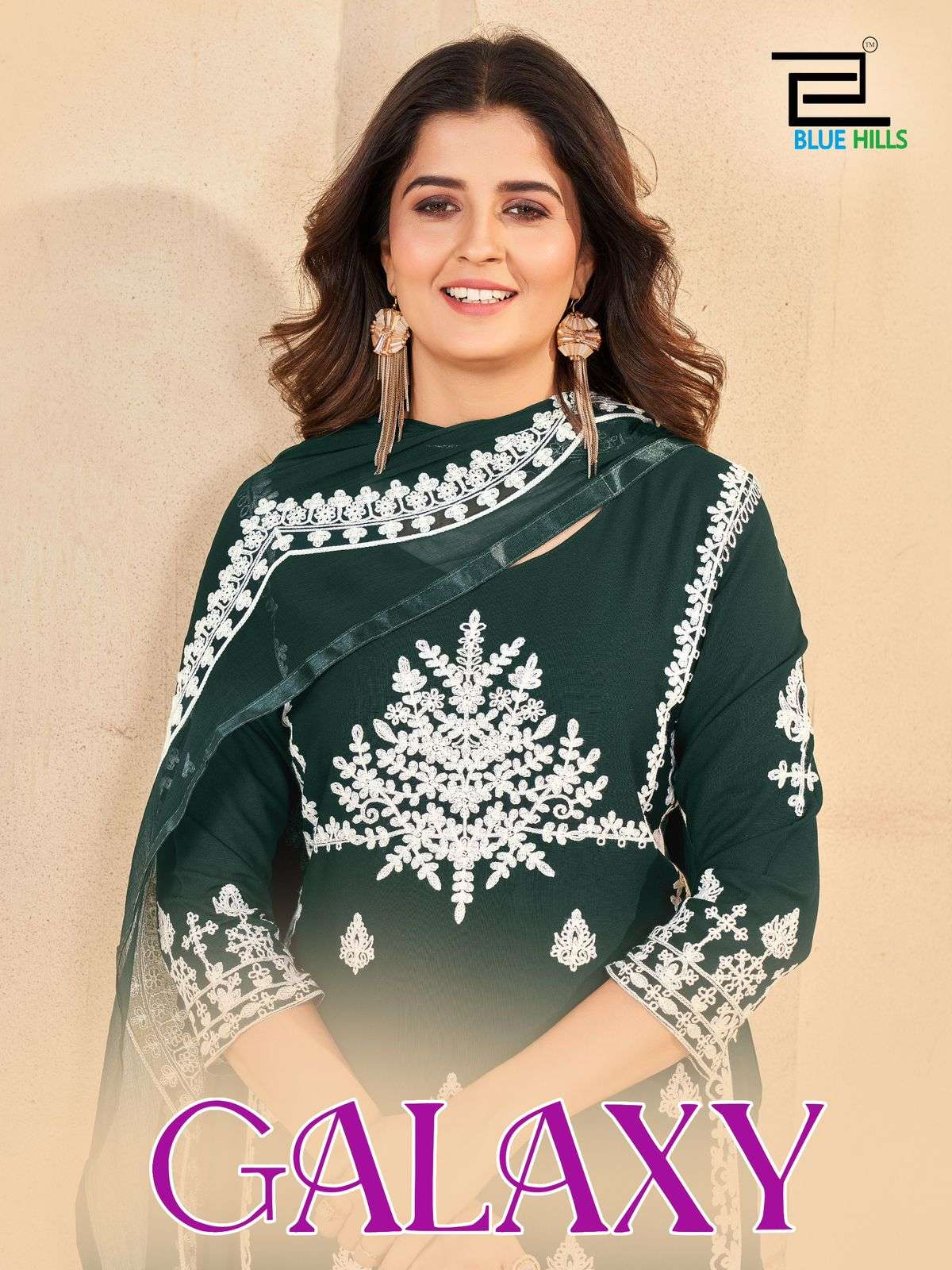 BLUE HULLS GALAXY RAYON FANCY LUCKNOWI WORK KURTI COMBO SET 