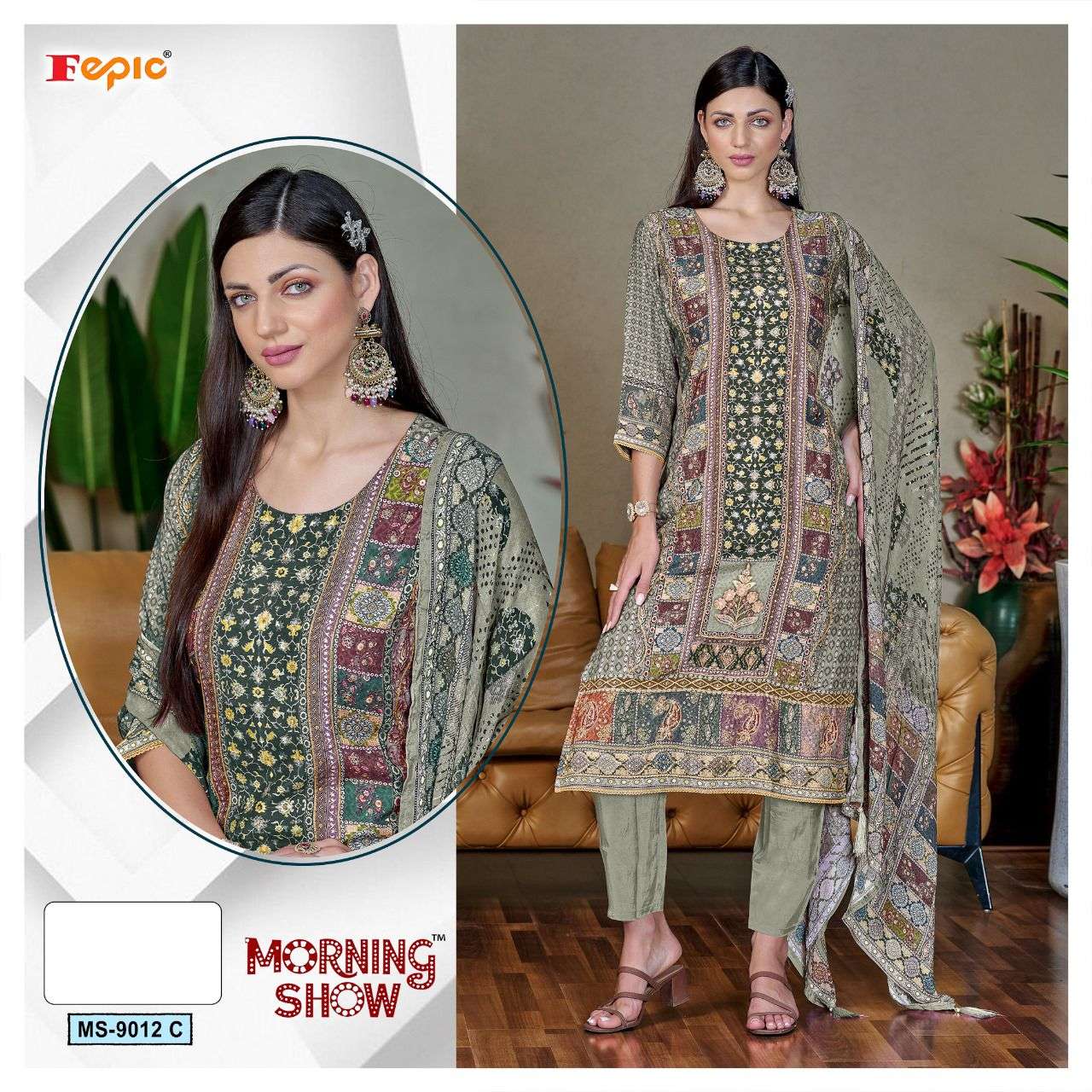 FEPIC MORNING SHOW MS 9012 VISCOSE HAND WORK DESIGNER SUIT