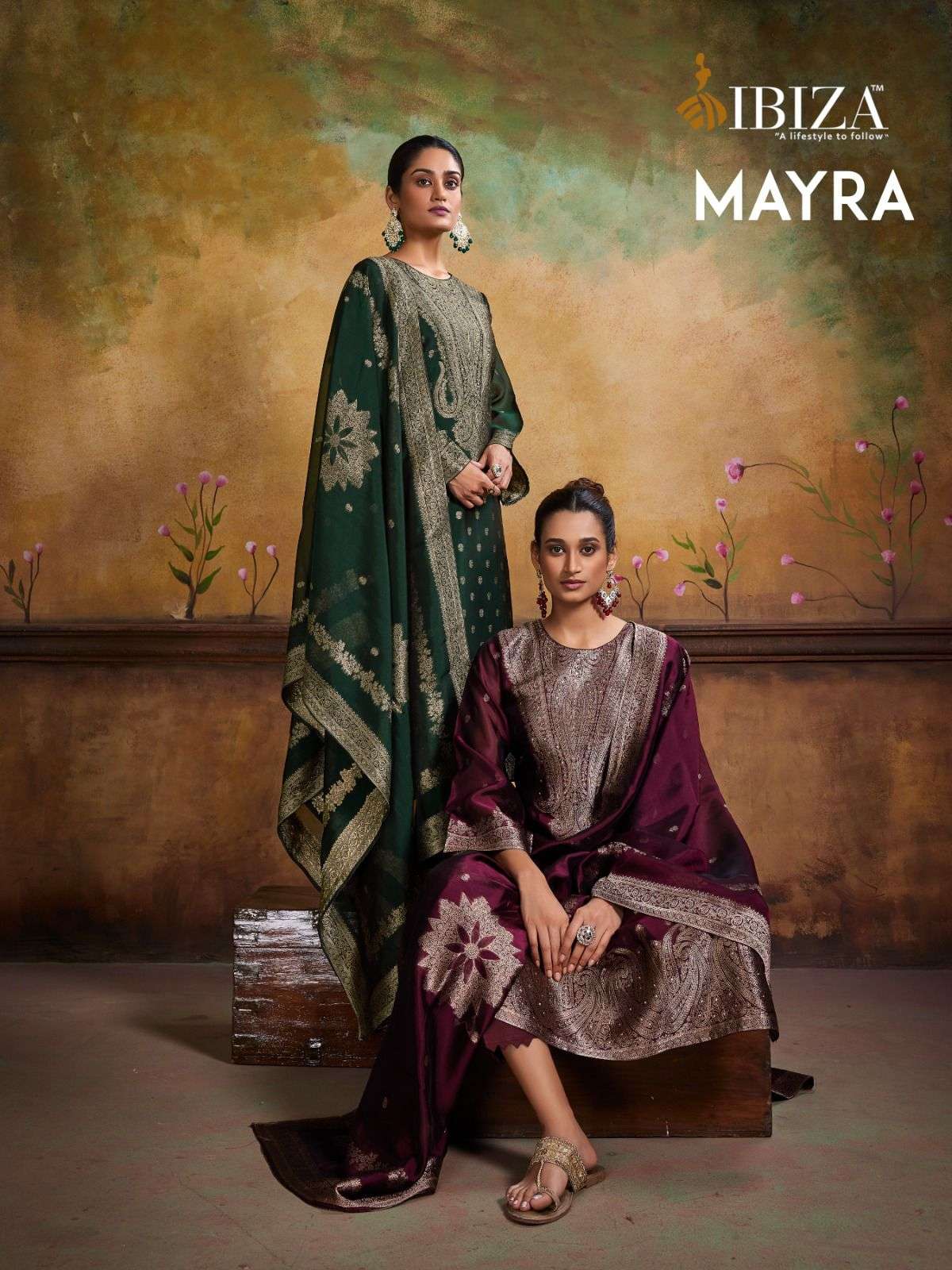 IBIZA MAYRA SILK JACQUARD HAND WORK DESIGNER SUIT