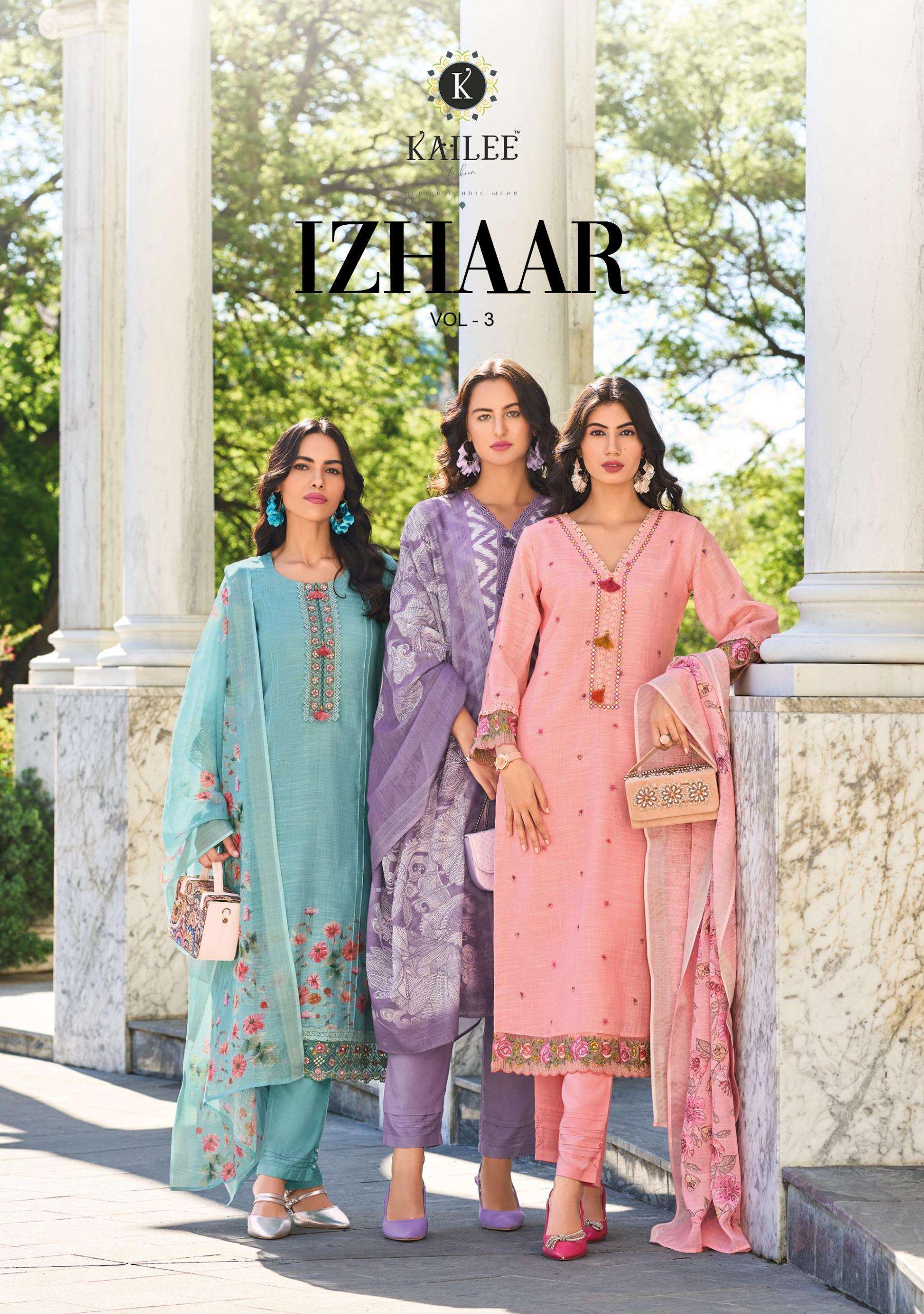 KAILEE FASHION IZHAAR VOL 3 LINEN DESIGNER READY MADE SUIT
