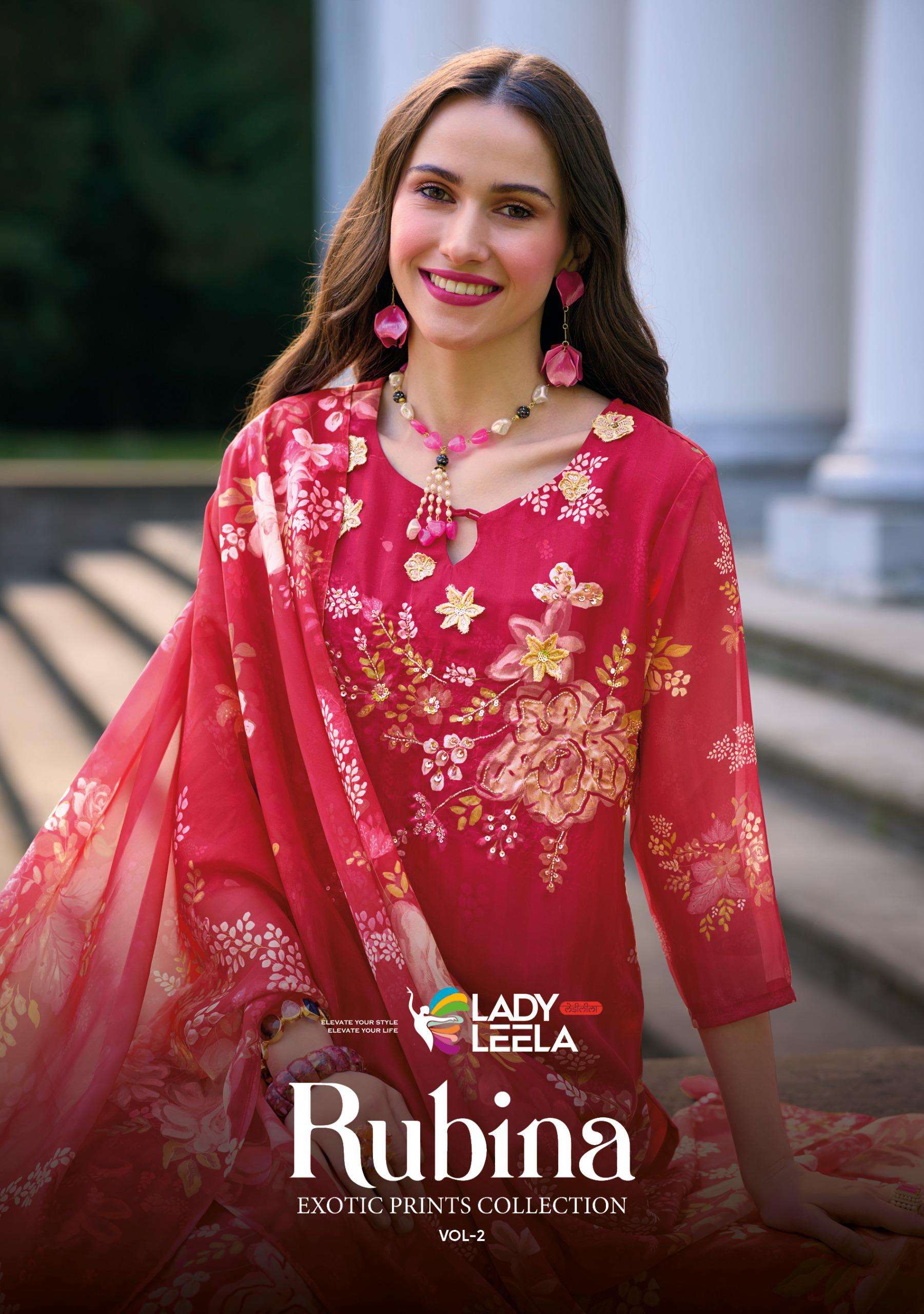 LADY LEELA RUBINA VOL 2 ORGANZA FANCY DESIGNER KURTI COMBO SET 