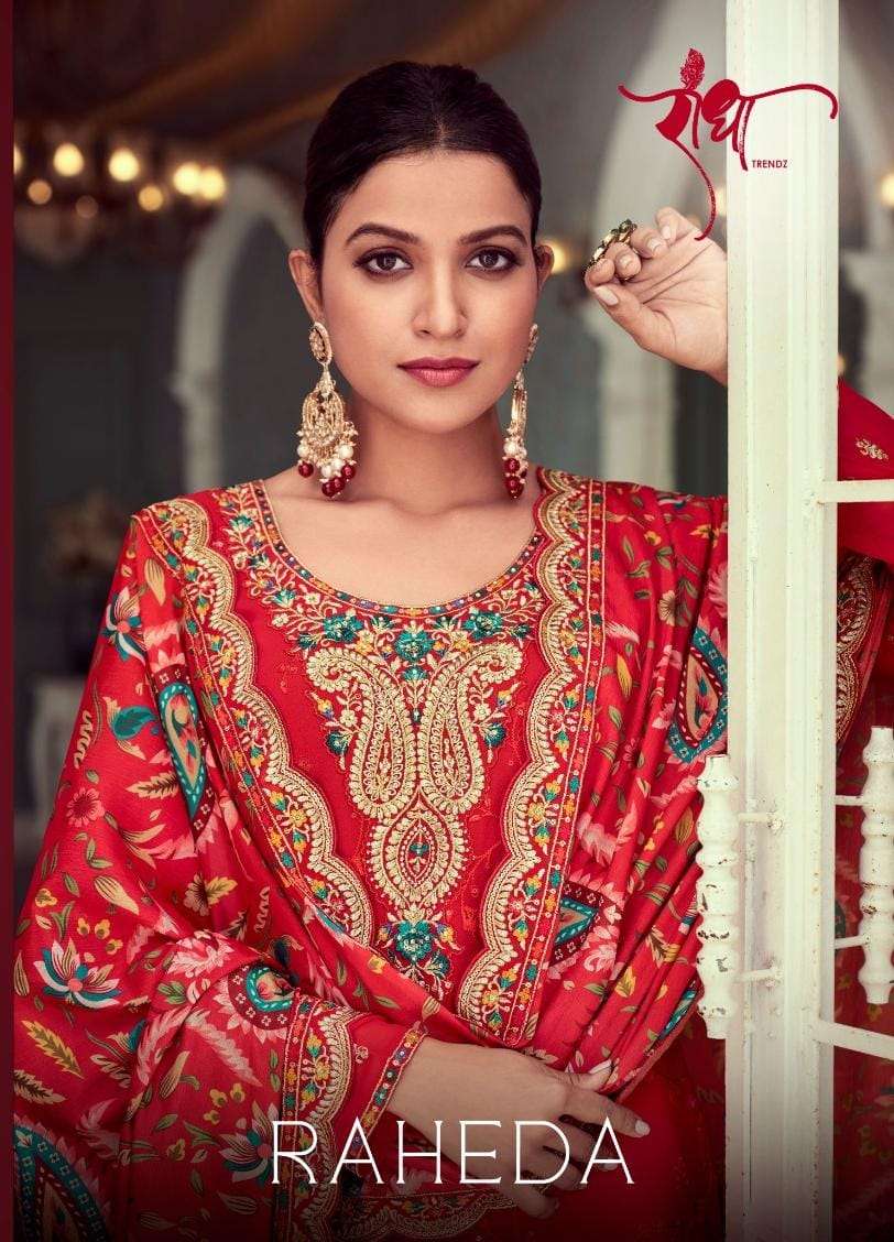RADHA TRENDZ RAHEDA GEORGETTE HEAVY EMBROIDERY DESIGNER SUIT