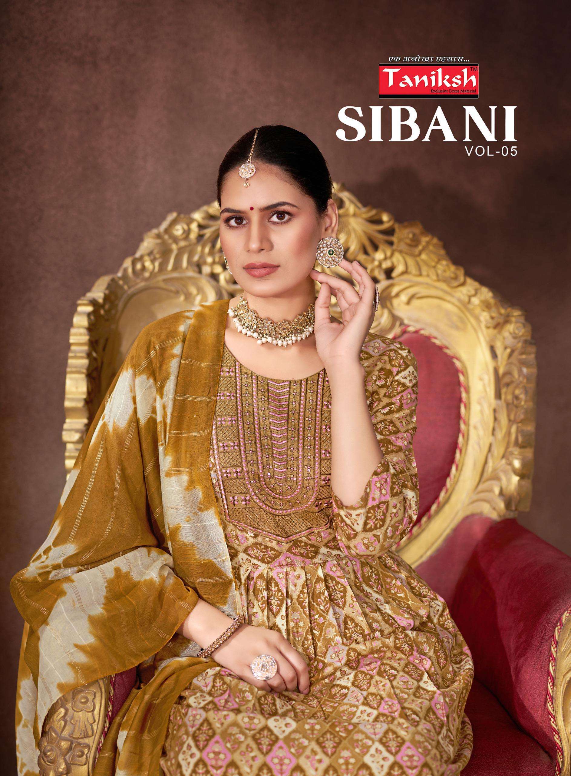 TANIKSH SIBANI VOL 5 RAYON FANCY NAIRA CUT PATTERN KURTI COMBO SET 
