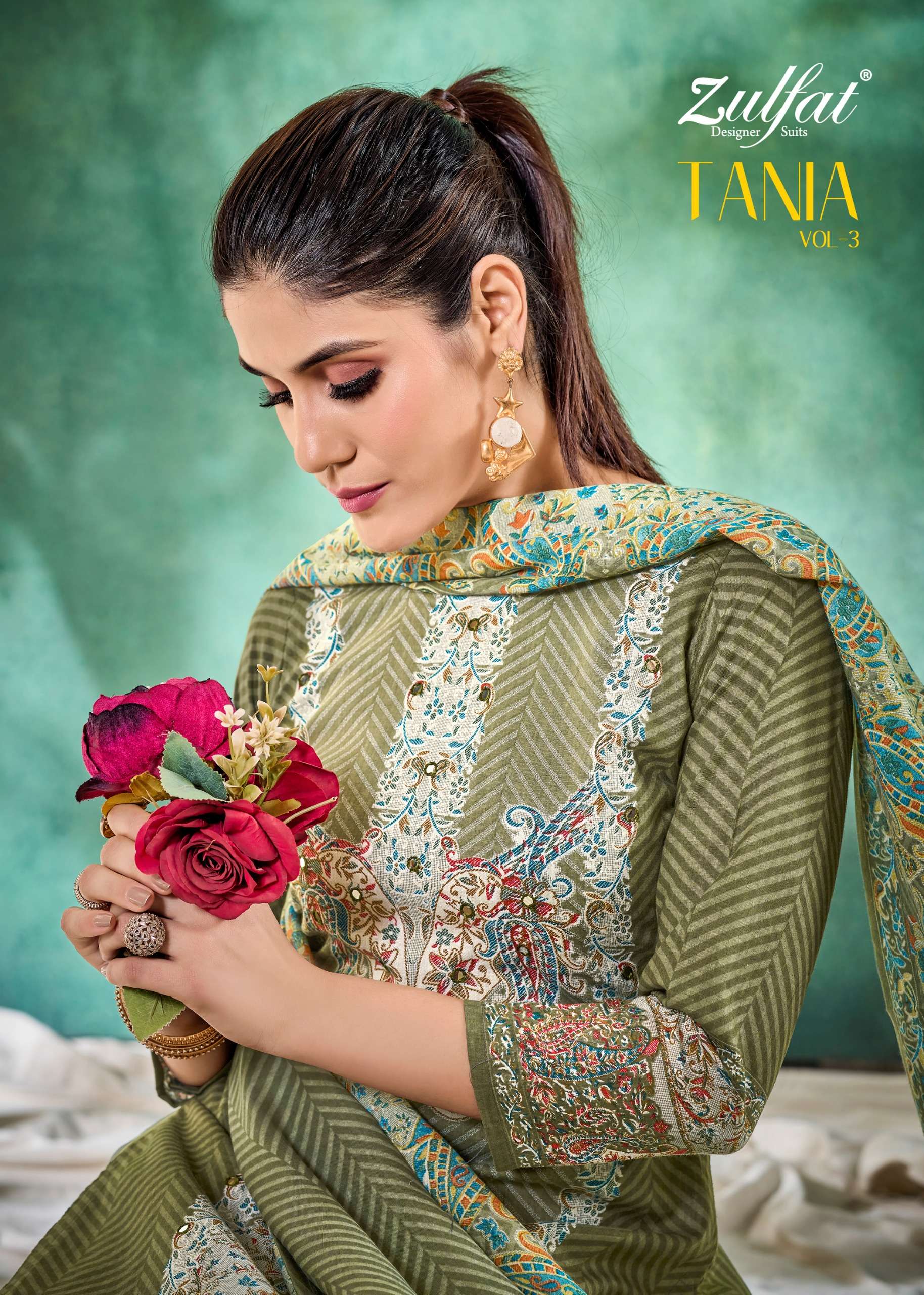 ZULFAT DESIGNER SUITS TANIA VOL 3 COTTON PRINT SALWAR SUIT