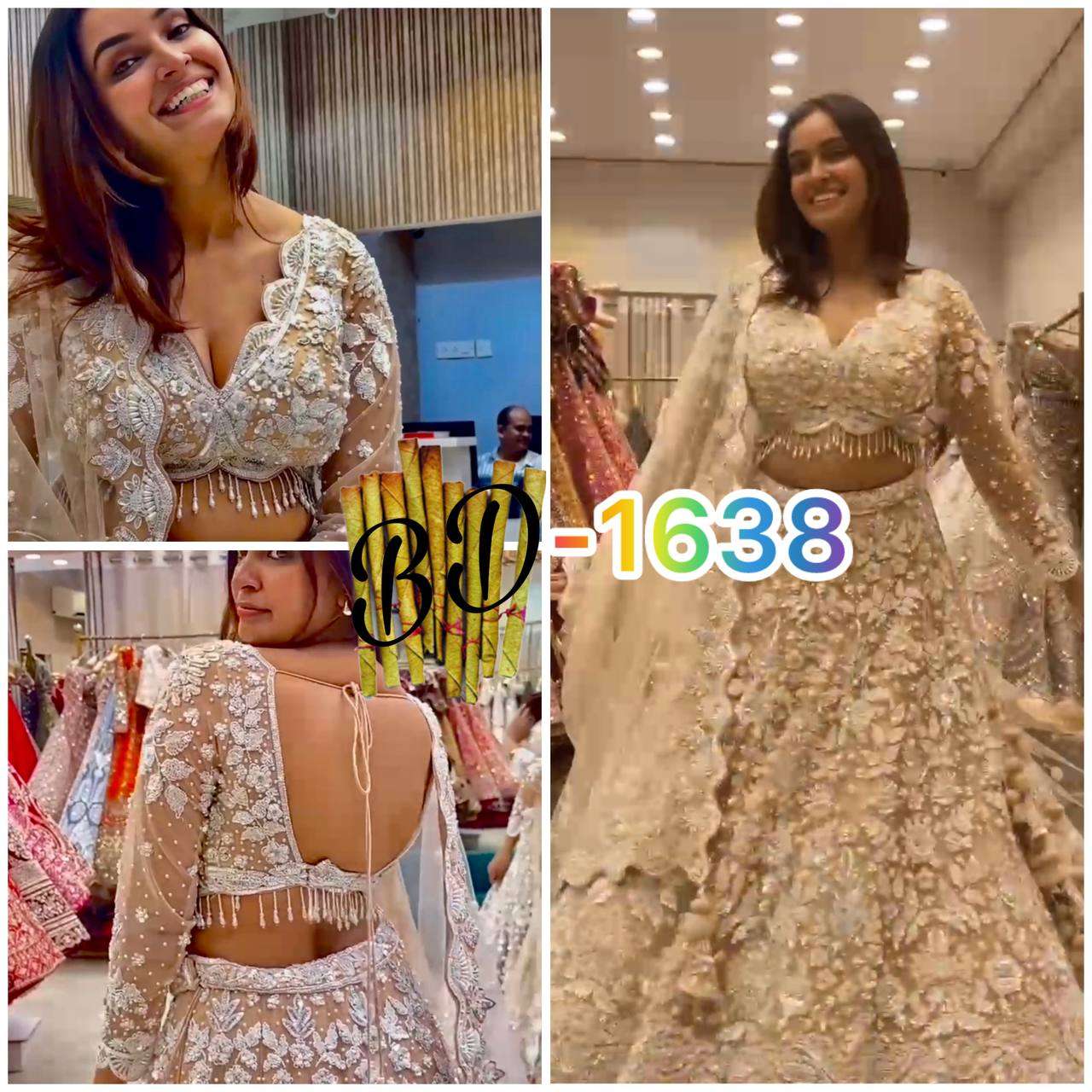 BD 1638 HEAVY WHITE EMBROIDERED LEHENGA CHOLI