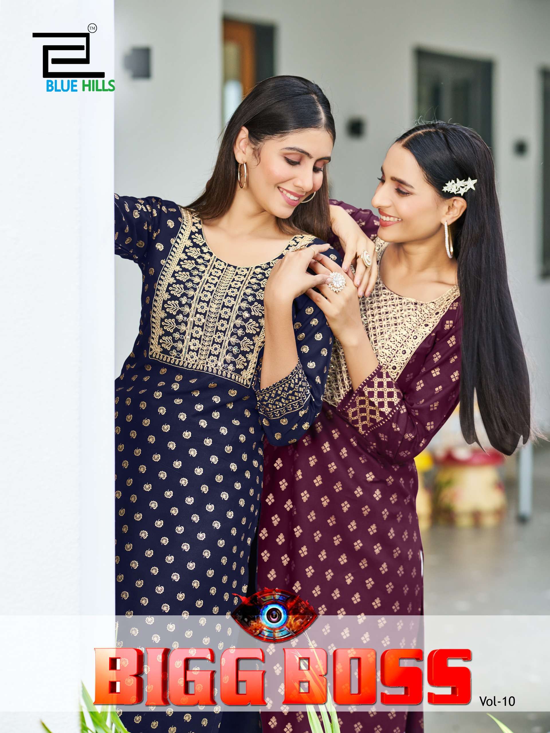 BLUE HILLS BIG BOSS VOL 10 RAYON FOIL PRINT LADIES KURTI
