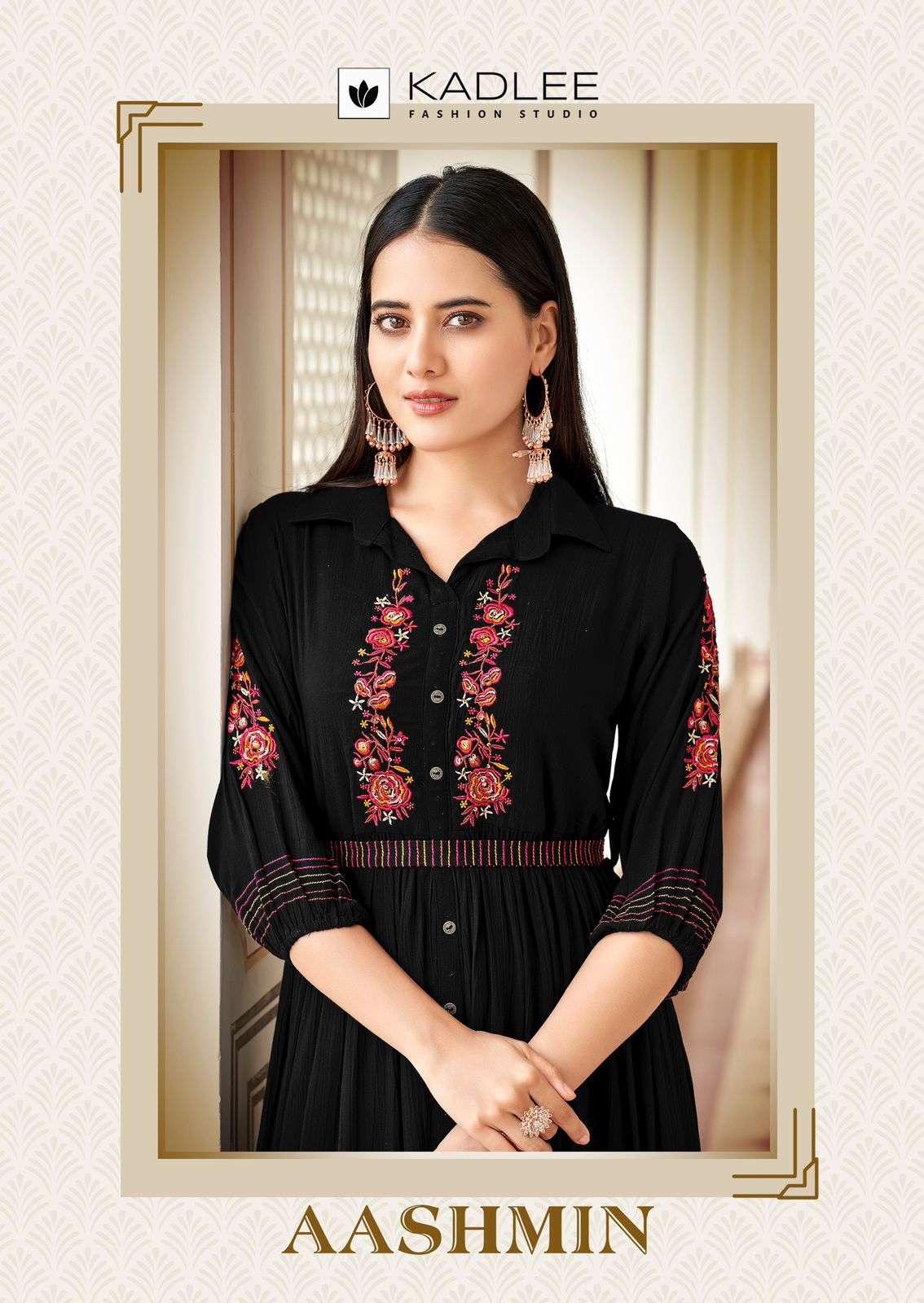KADLEE FASHION AASHMIN RAYON FANCY WORK MIDI GOWN