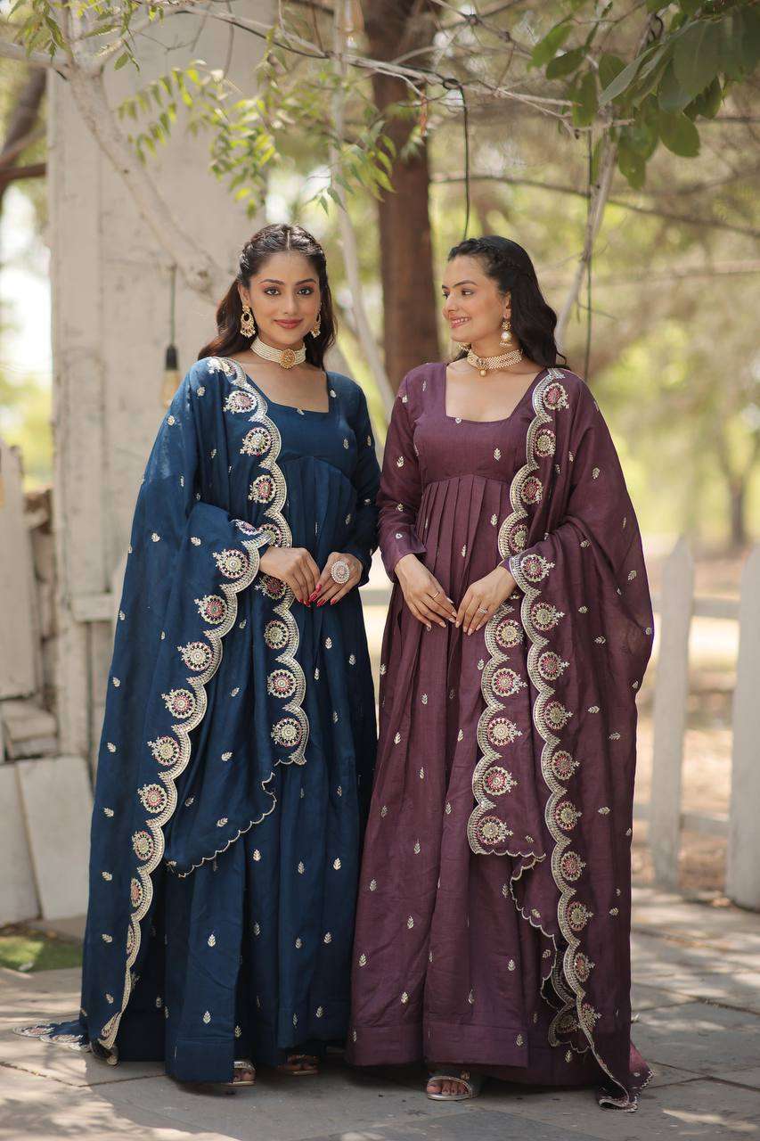 LW 9185 EMBROIDERY GOWN WITH DUPATTA COLLECTION 