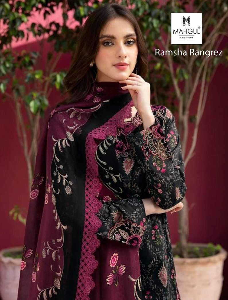 MAHGUL SUITS RAMSHA RUNGREZ COTTON PATCH EMBROIDERY SUIT
