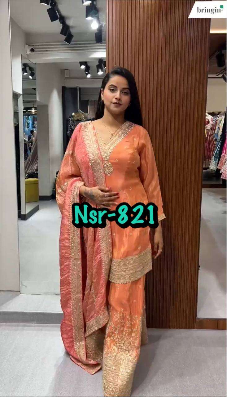 NSR 821 PEACH SHADE BEAUTIFUL SHARARA SUIT
