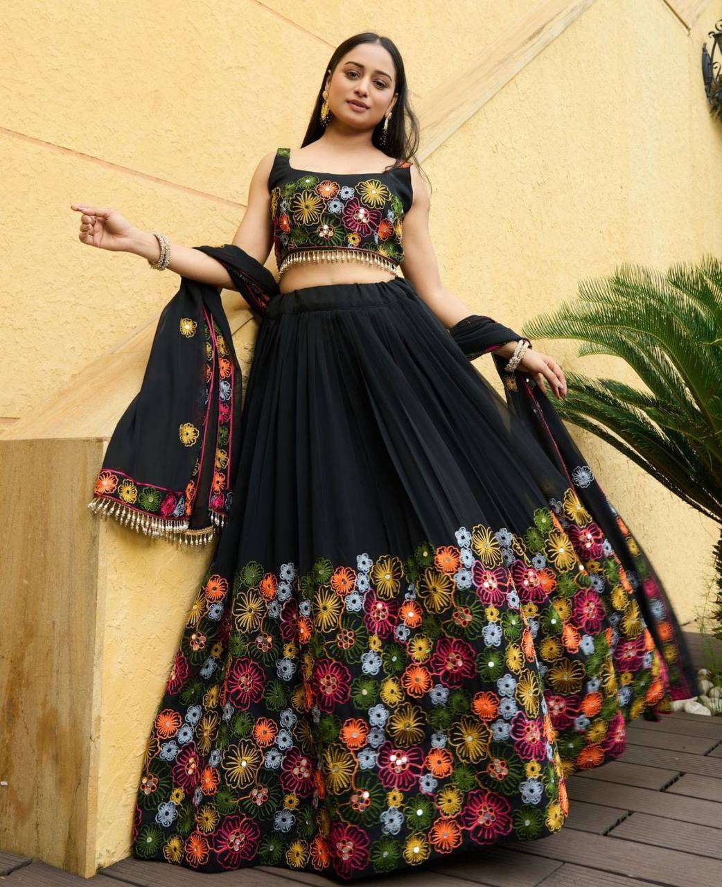 PC N12 BLACK DESIGNER NAVRATRI WEAR LEHENGA CHOLI