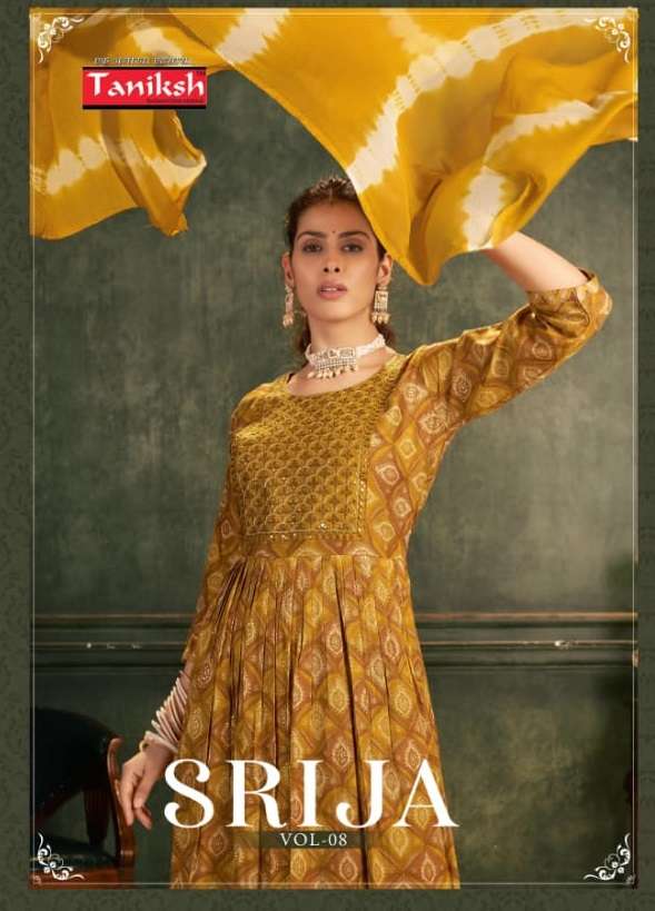 TANIKSH SRIJA VOL 8 RAYON PRINT NAIRA STYLE KURTI COMBO SET