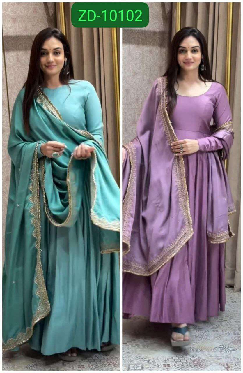 ZD 10102 LONG FANCY GOWN WITH DUPATTA SET 