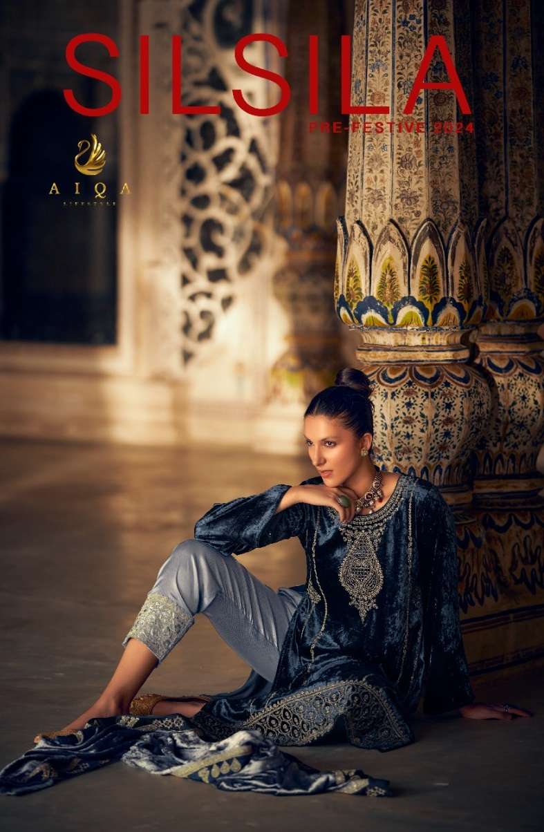 AIQA SILSILA VELVET FANCY EMBROIDERY DESIGNER SUIT
