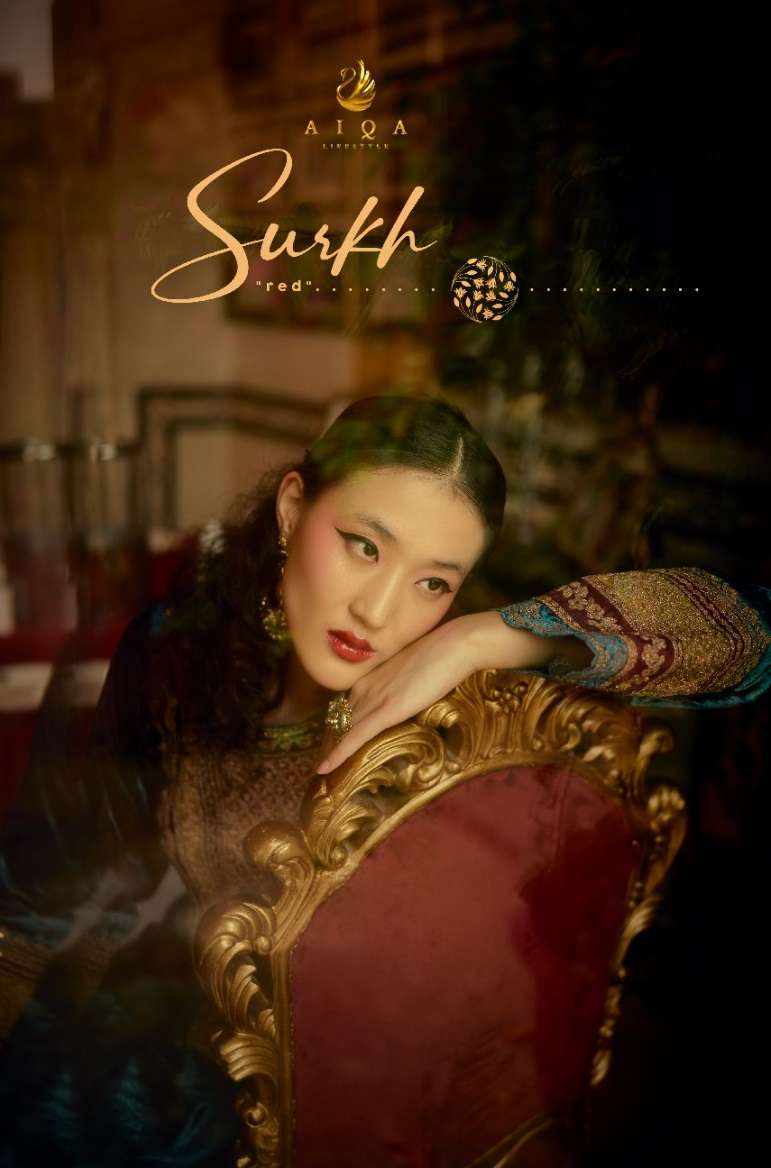 AIQA SURKH VELVET WITH BEAUTIFUL DESIGNER SUIT