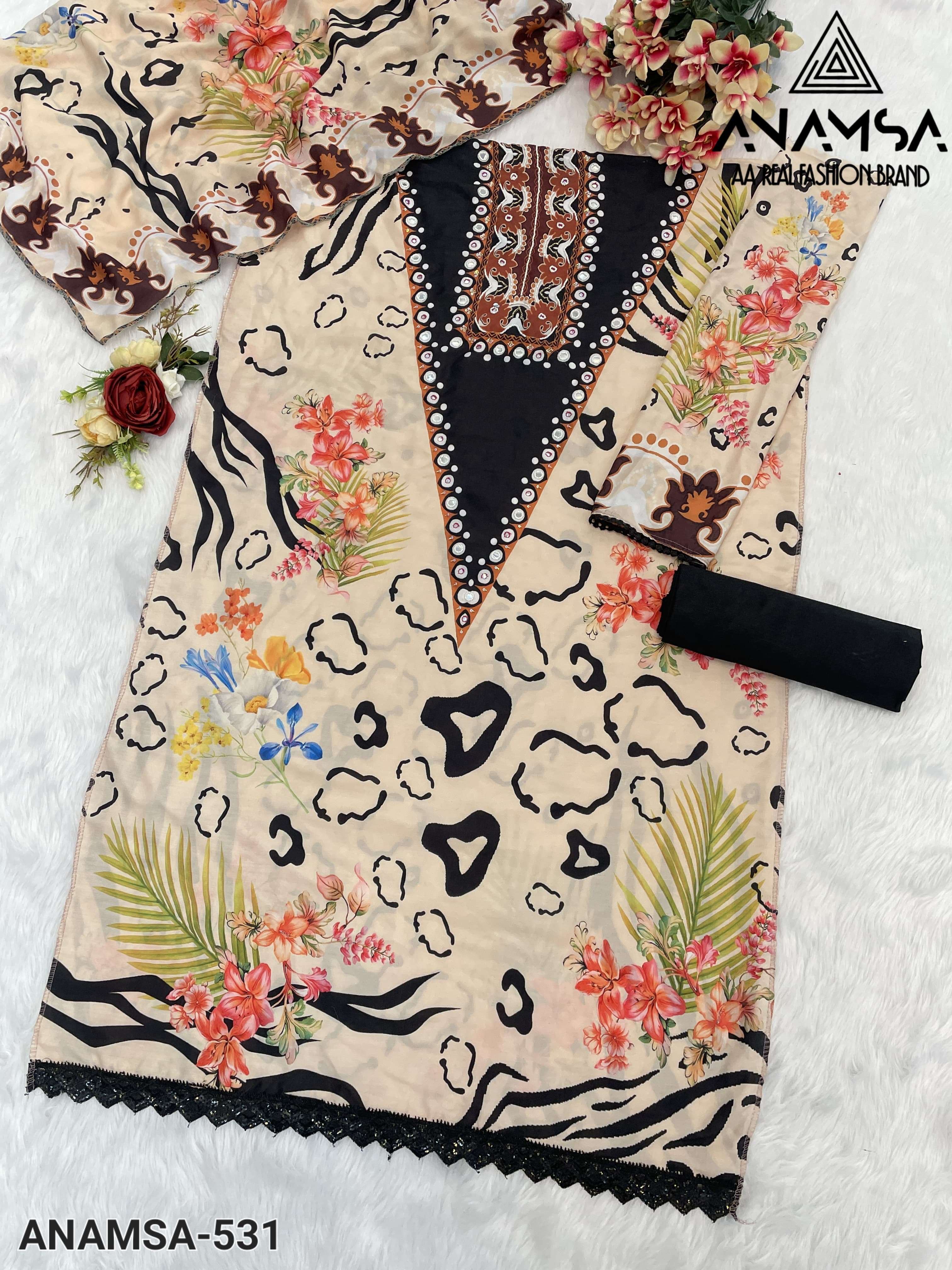 ANAMSA - 531 HEAVY EMBROIDERED BEAUTIFUL DESIGN PARTY WEAR SUIT 