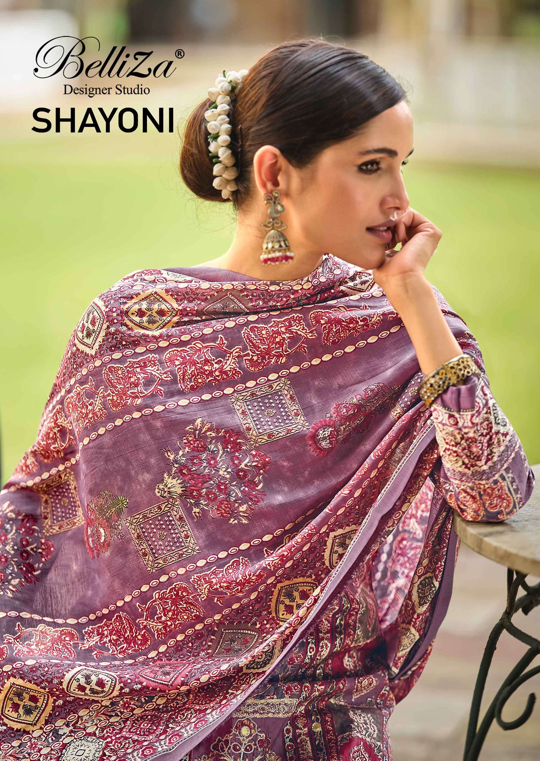BELLIZA DESIGNER STUDIO SHAYONI VISCOSE FANCY WORK SUIT