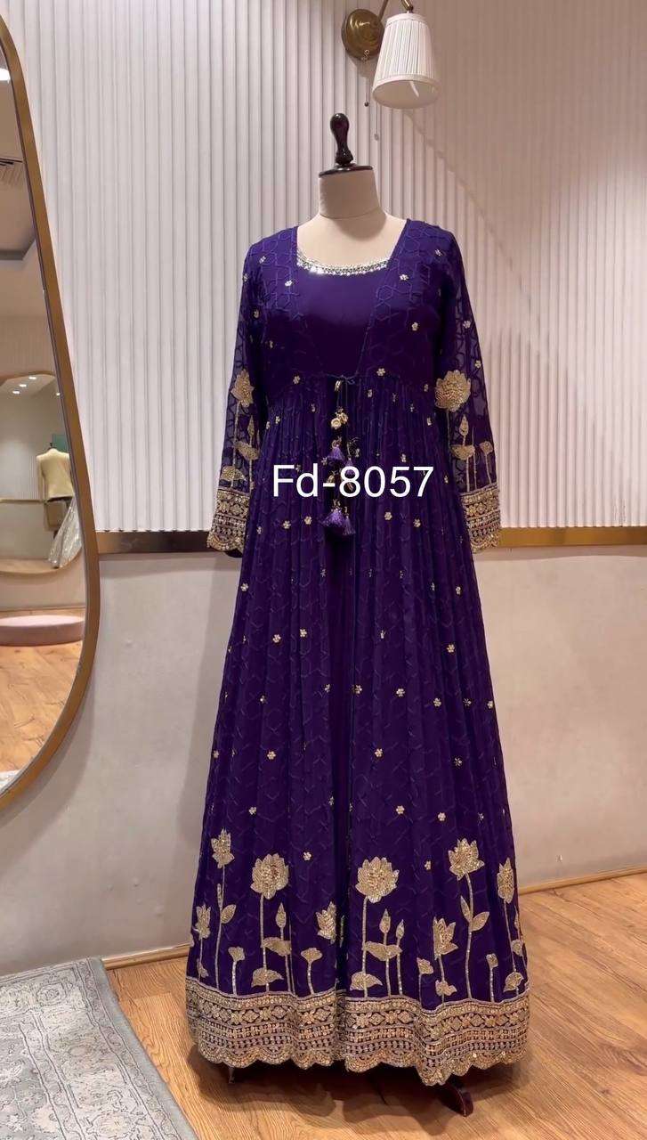 FD 8057 SILK DESIGNER GOWN WITH KOTI 