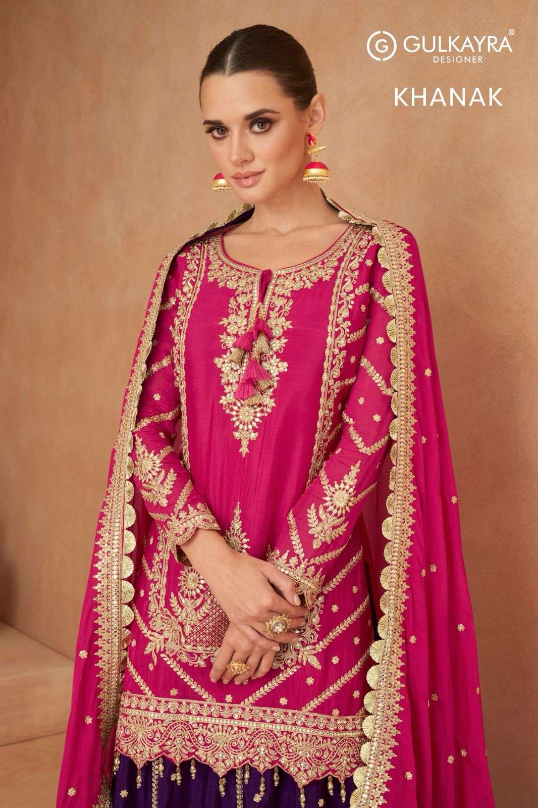 GULKAYRA DESIGNER KHANAK HEAVY TOP WITH SKIRT AND DUPATTA SET 