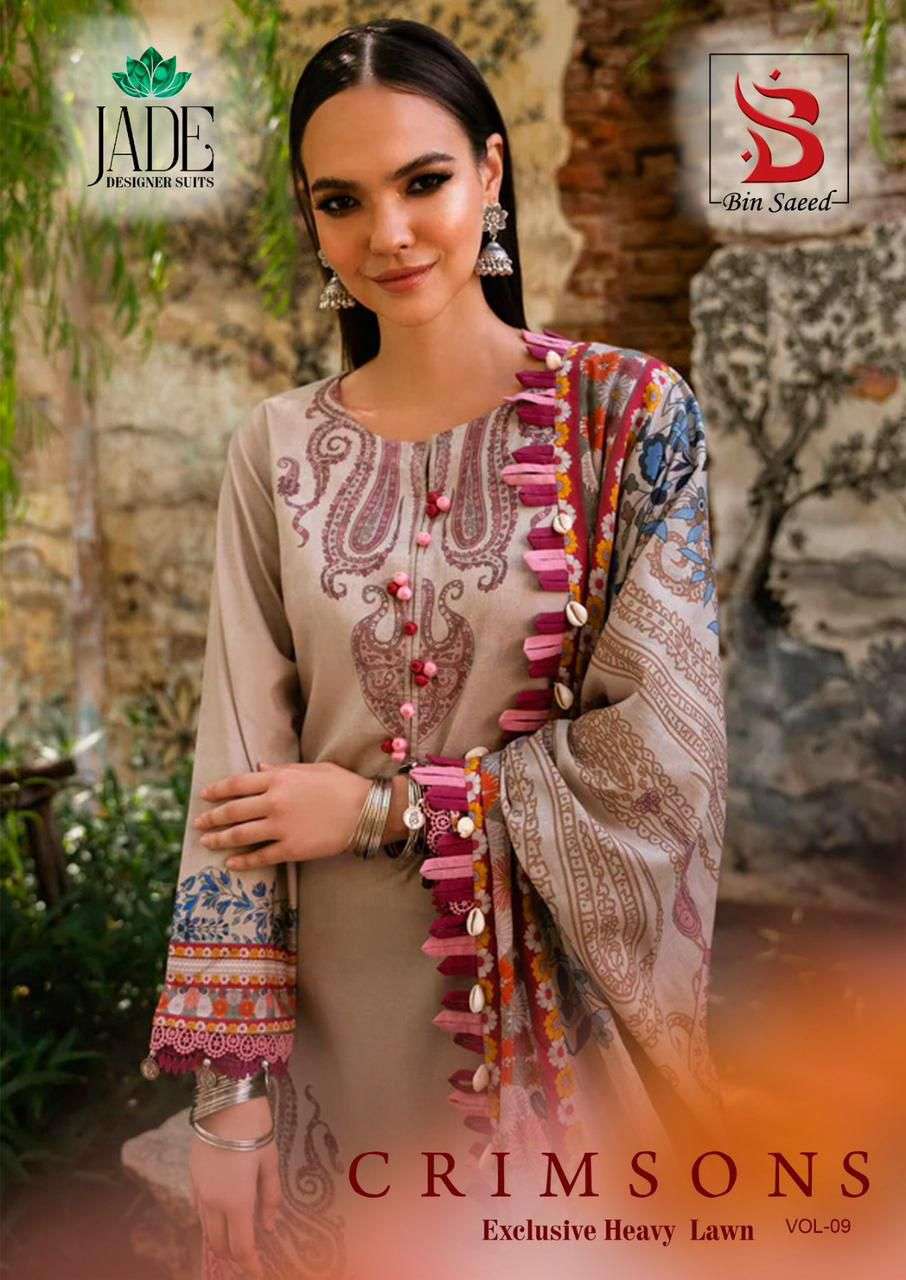 JADE CRIMSON EXCLUSIVE HEAVY LAWN COLLECTION VOL 9 LAWN COTTON SUIT