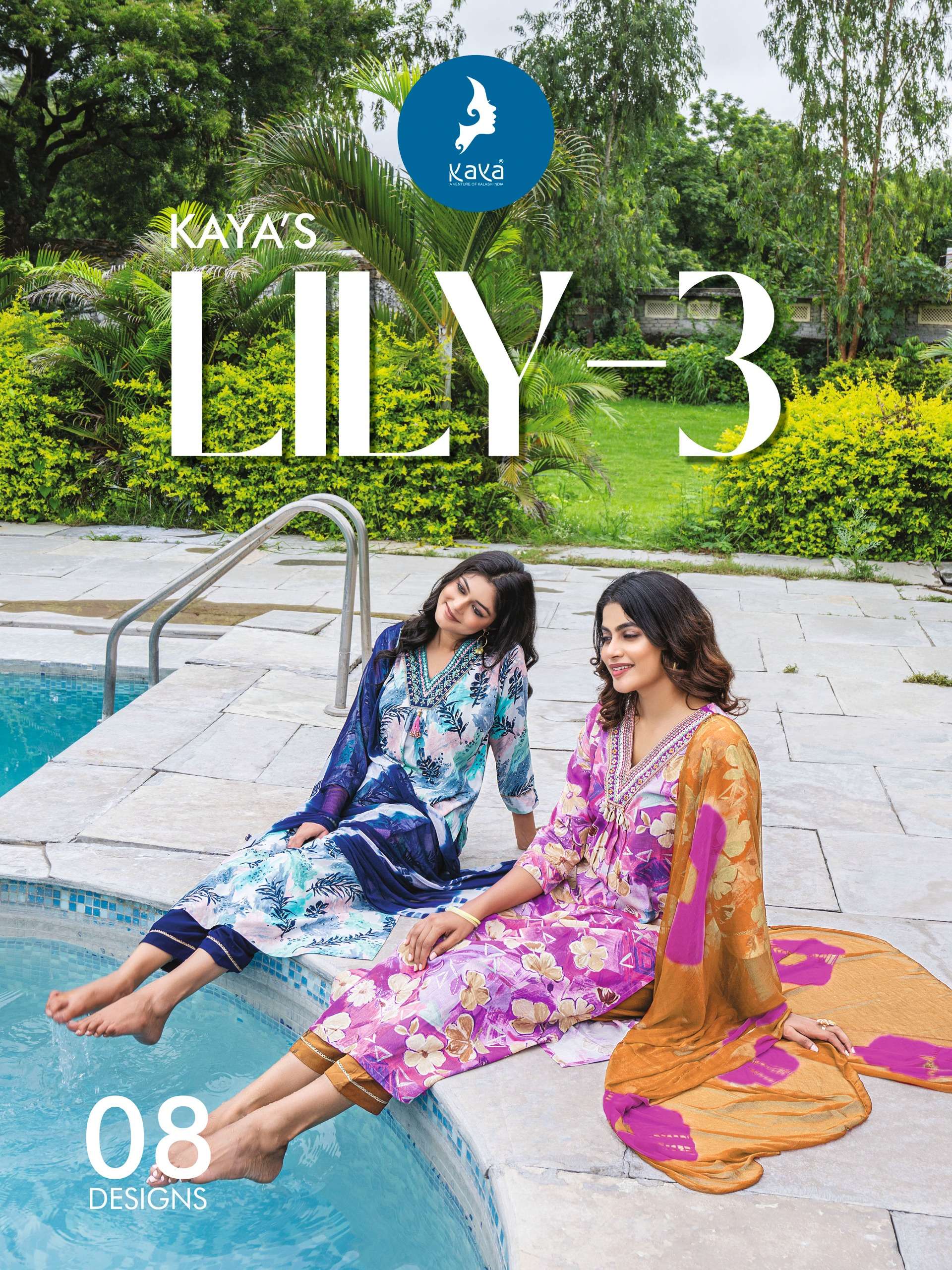  KAYA LILY VOL 3 STRAIGHT CUT V NECK STYLE FANCY KURTI COMBO SET 