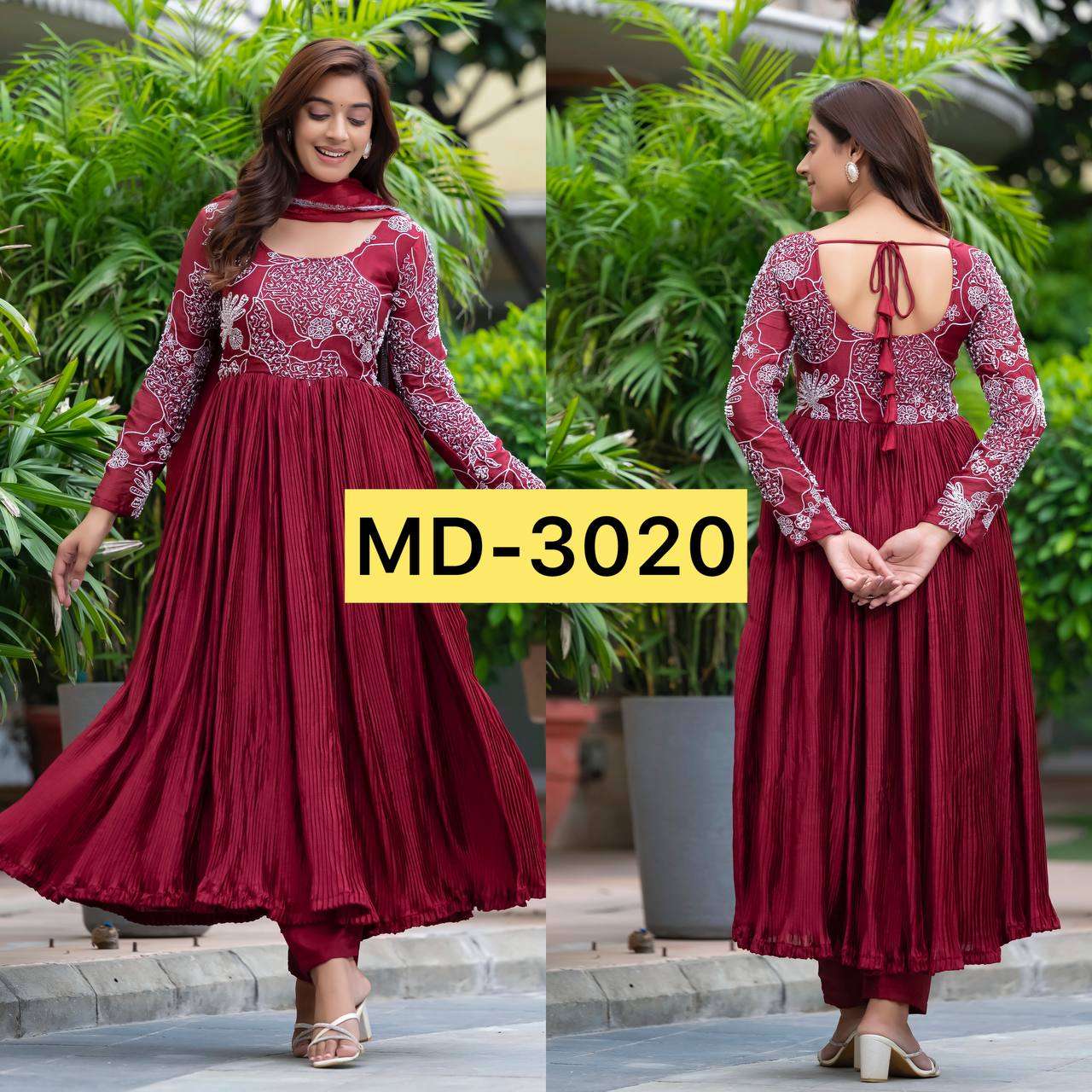 MD 3020 SILK DESIGNER FANCY ANARKALI GOWN SUIT