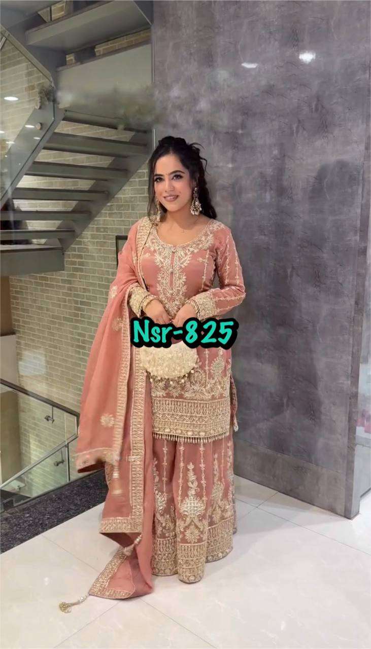 NSR 825 GORGEOUS DESIGNER TOP WITH SHARARA AND DUPATTA 