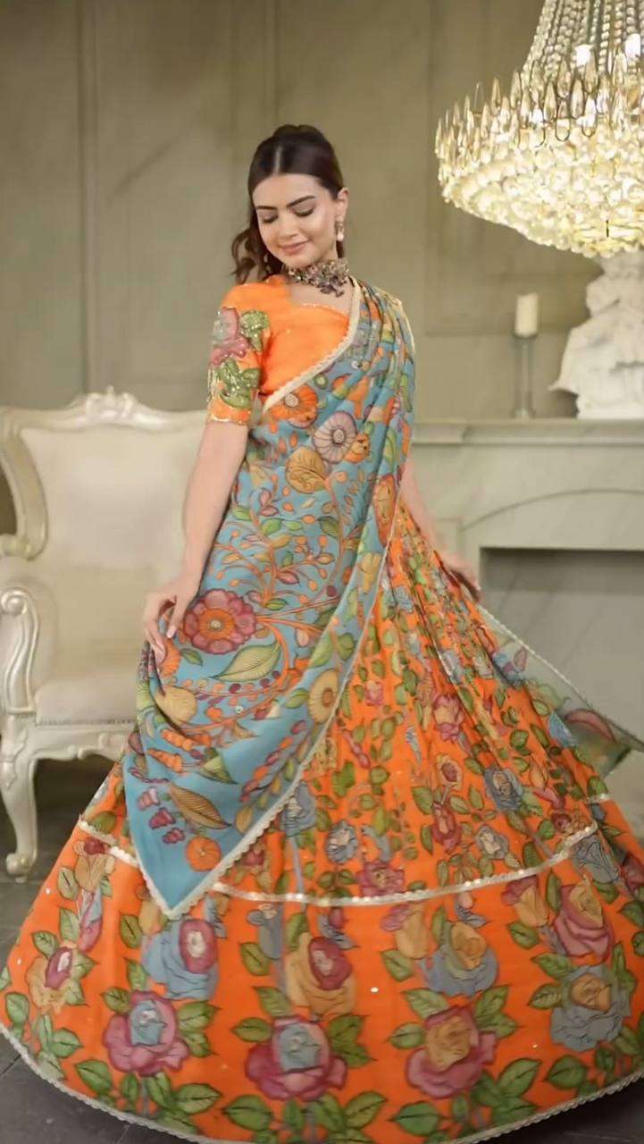 PC 432 KALAMKARI PRINT LEHENGA CHOLI