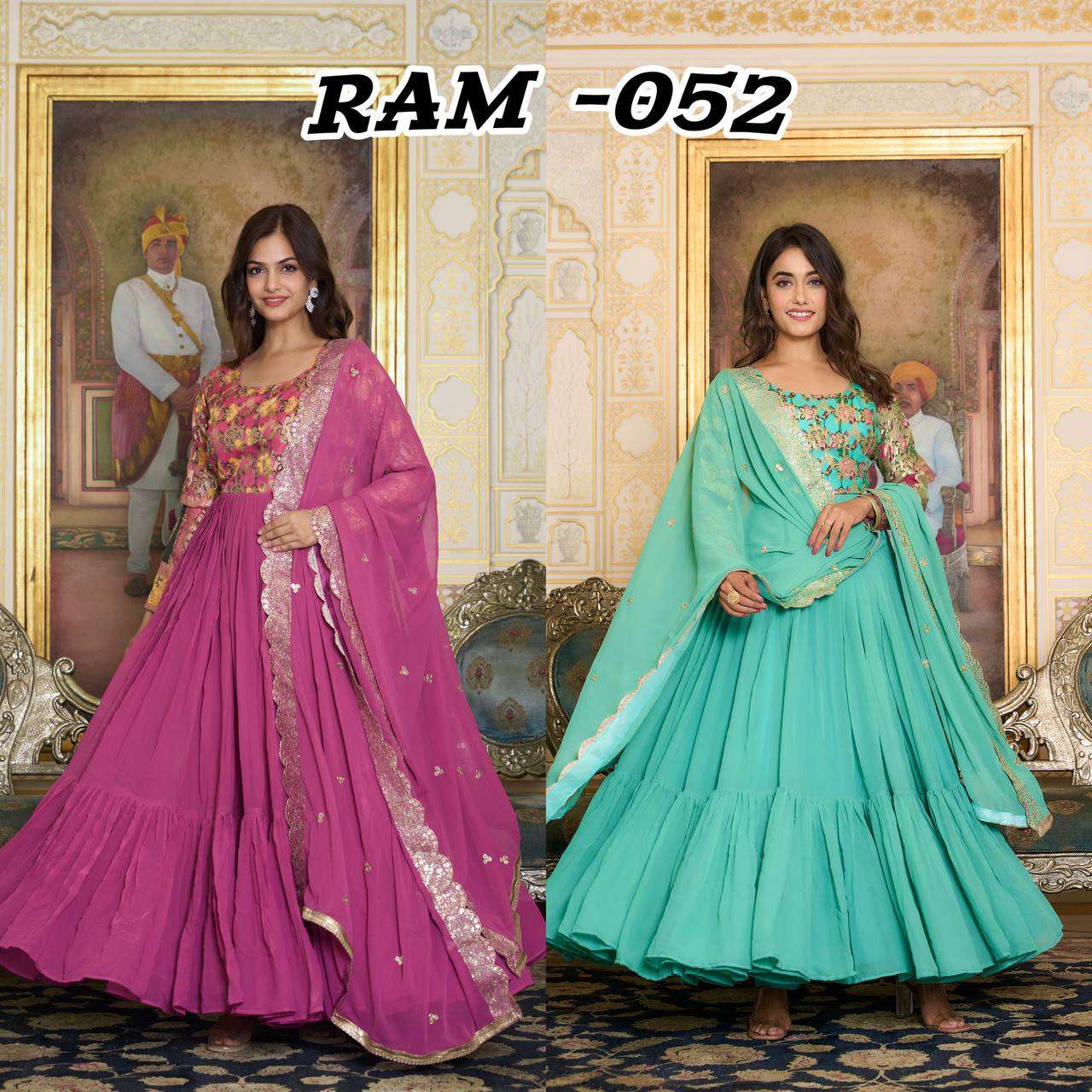 RAM 052 FANCY DESIGNER LONG GOWN WITH DUPATTA BE