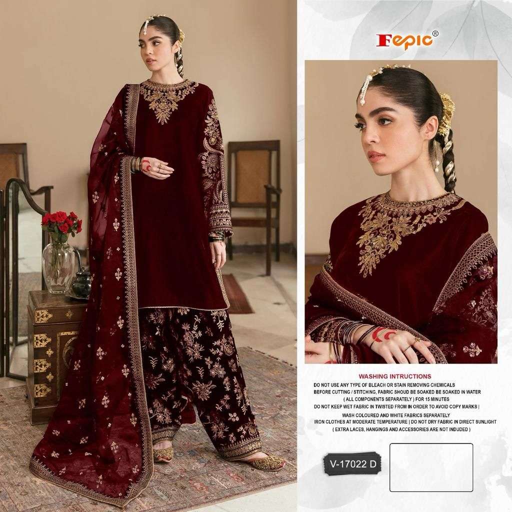 ROSEMEEN V 17022 VELVET EMBEROIDERED PAKISTANI SUIT