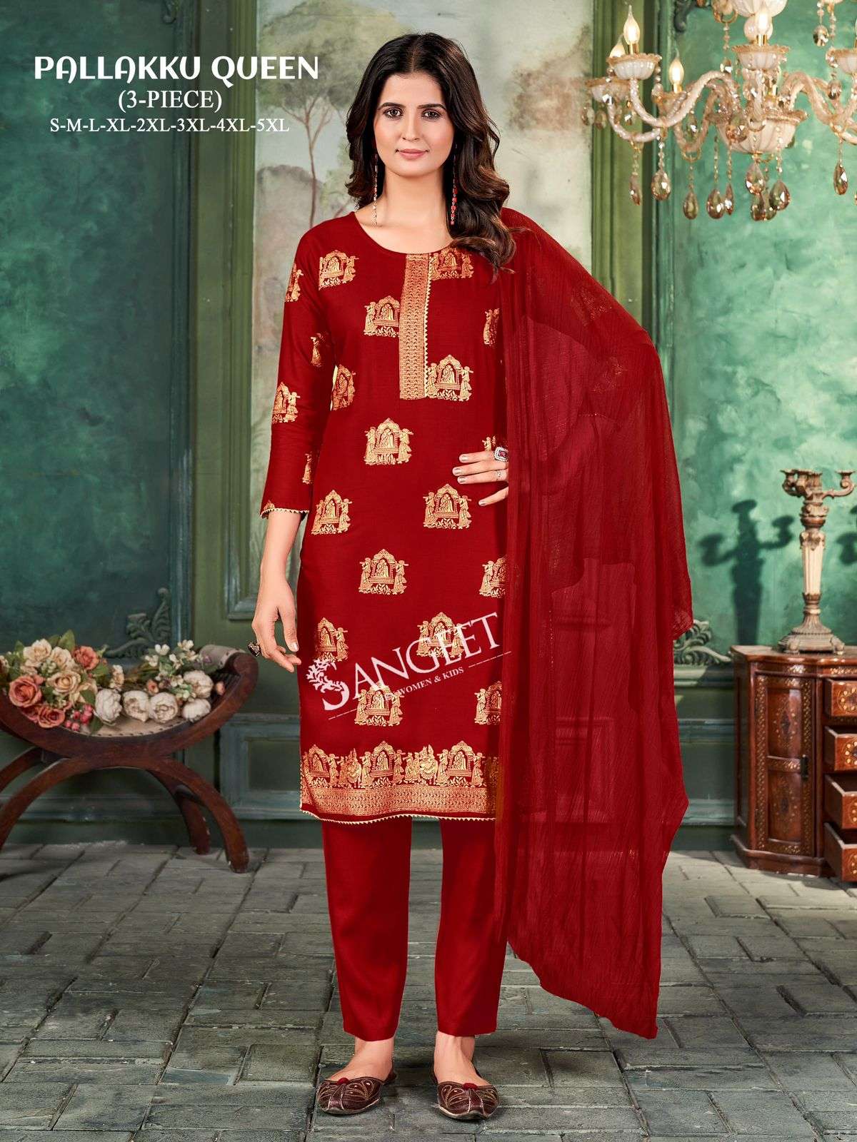 SANGEET PALLAKKU QUEEN RAYON KURTI COMBO SET 