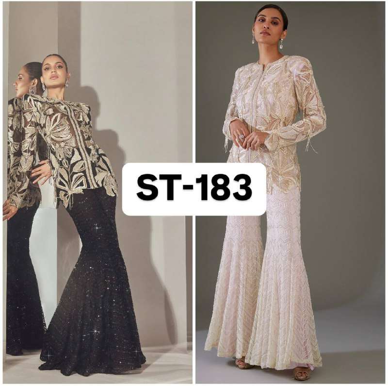 ST 183 HEAVY DESIGNER TOP WITH SHARARA PLAZZO SET 