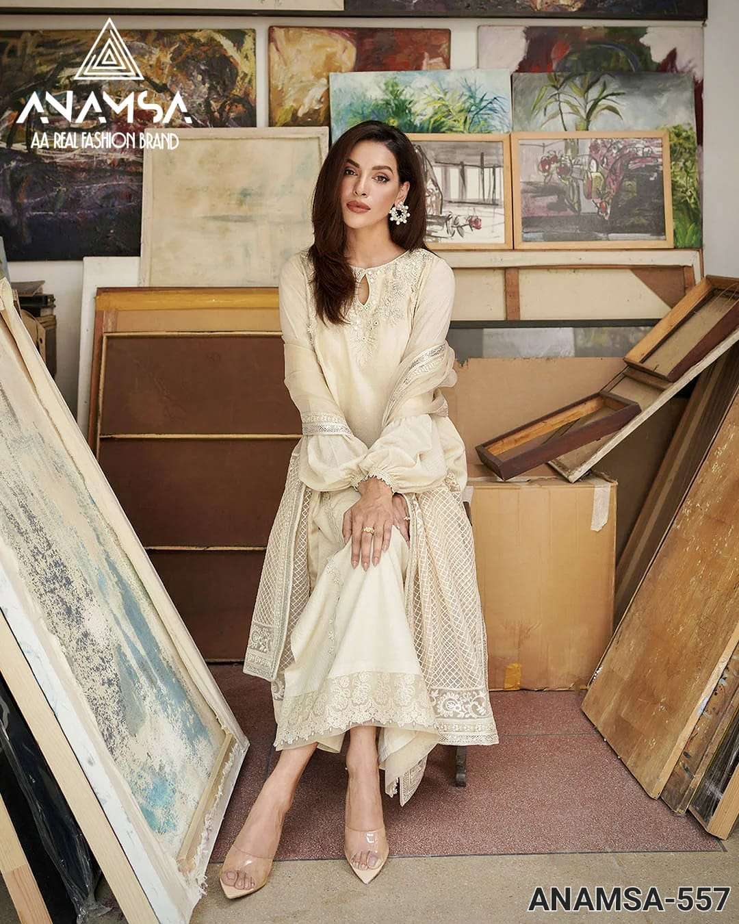 ANAMSA - 557 BEAUTIFUL DESIGN HEAVY EMBROIDERED PARTY WEAR SUIT